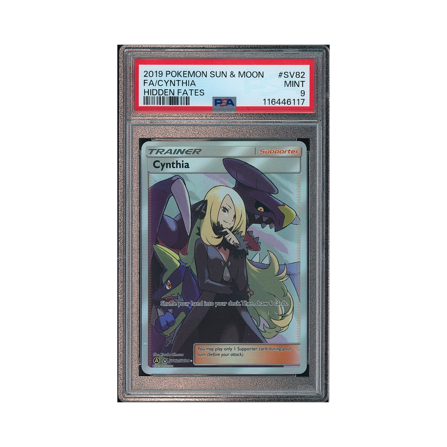 2019 Pokemon Sun & Moon Hidden Fates Cynthia #SV82 PSA 9