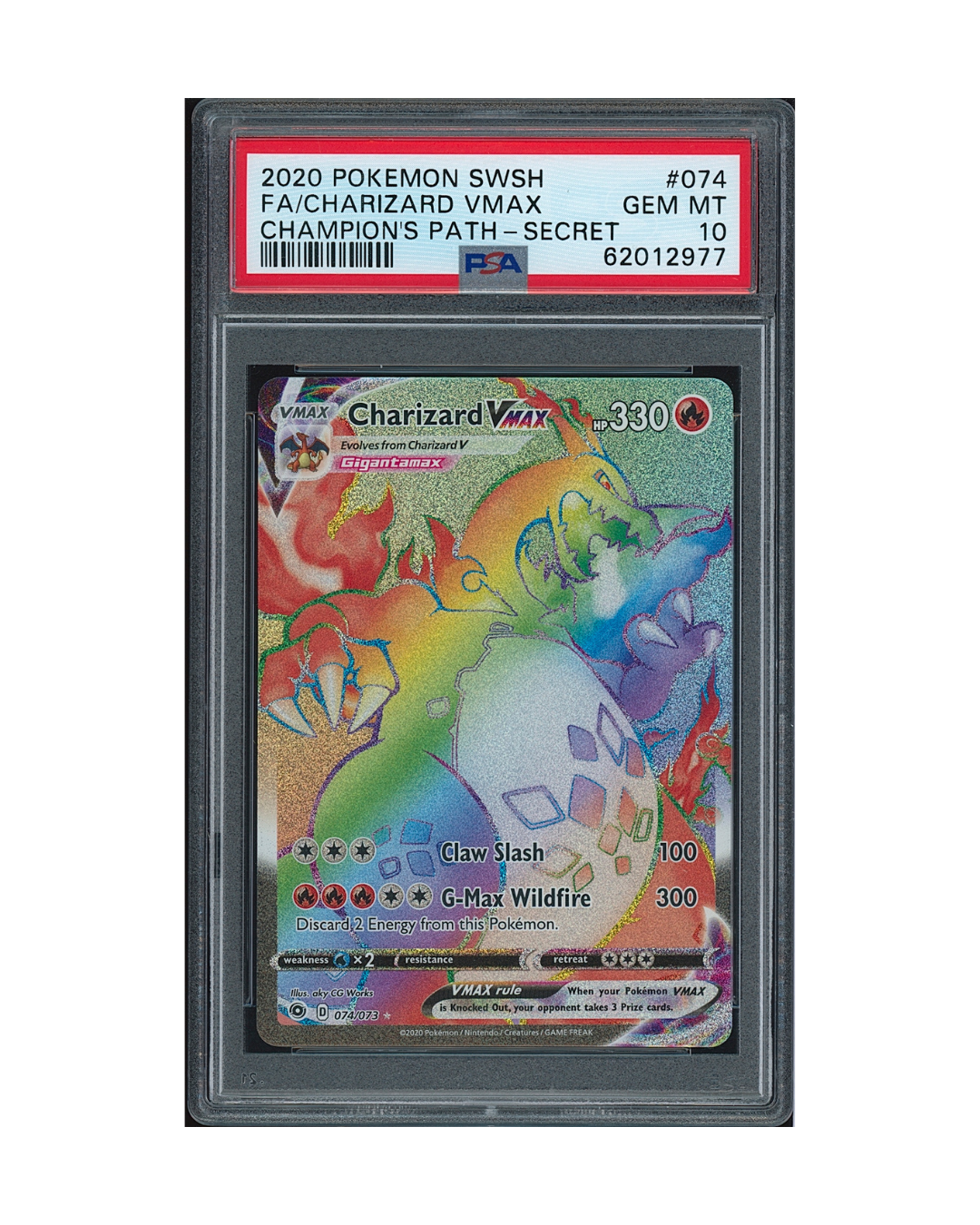 2020 Pokemon Sword & Shield Champion's Path Charizard VMAX #074 PSA 10