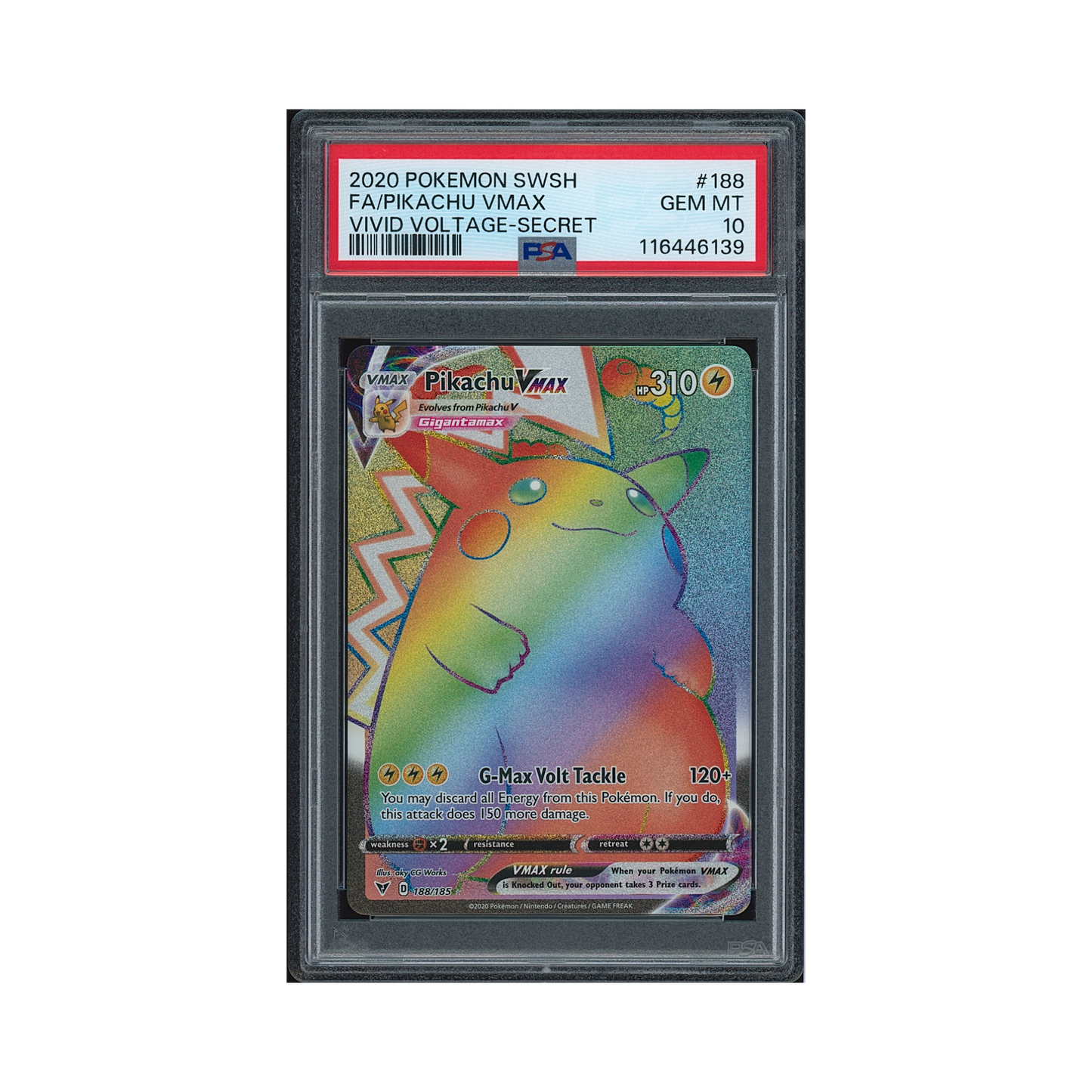 2020 Pokemon Sword & Shield Vivid Voltage Secret Pikachu VMAX #188 PSA 10