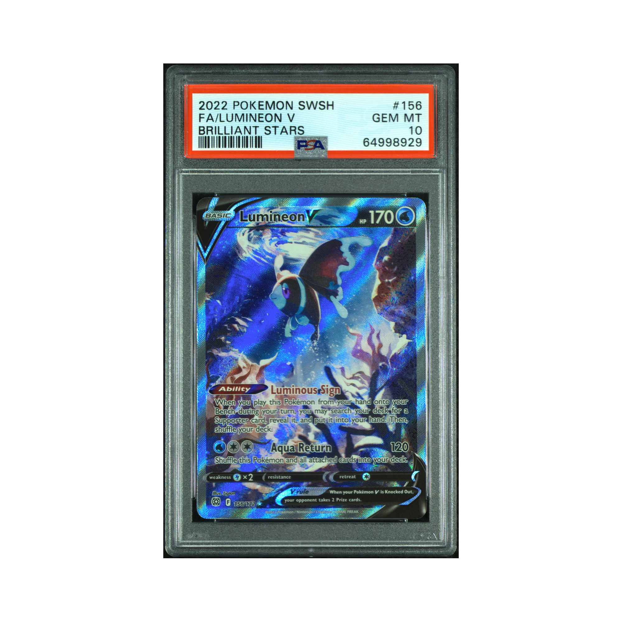 【PSA10】 ネオラントV SA 105 LUMINEON V 2022 Pokemon Brilliant Stars Lumineon V #156 PSA 10 – Common Lands