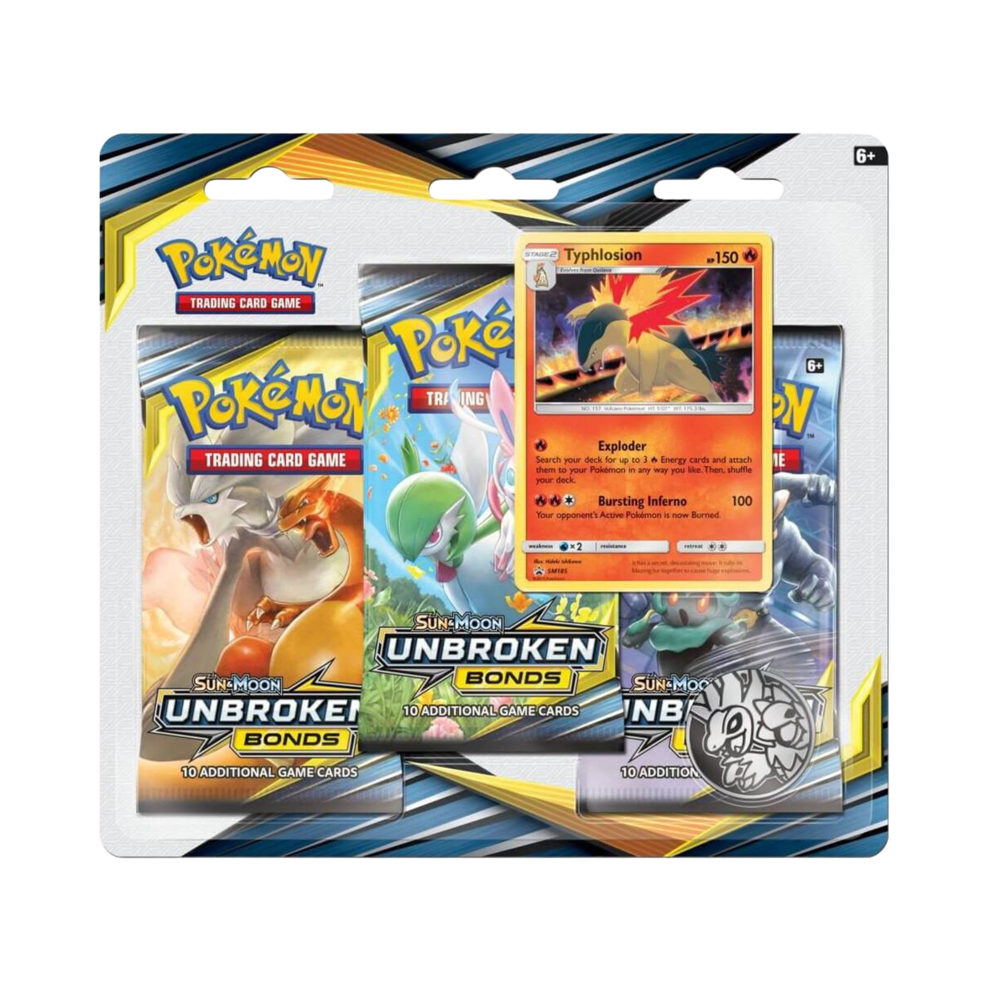 pokemon trading card game unbroken bonds Unbroken Bonds 3-Pack Blister [Typhlosion] – Common Lands