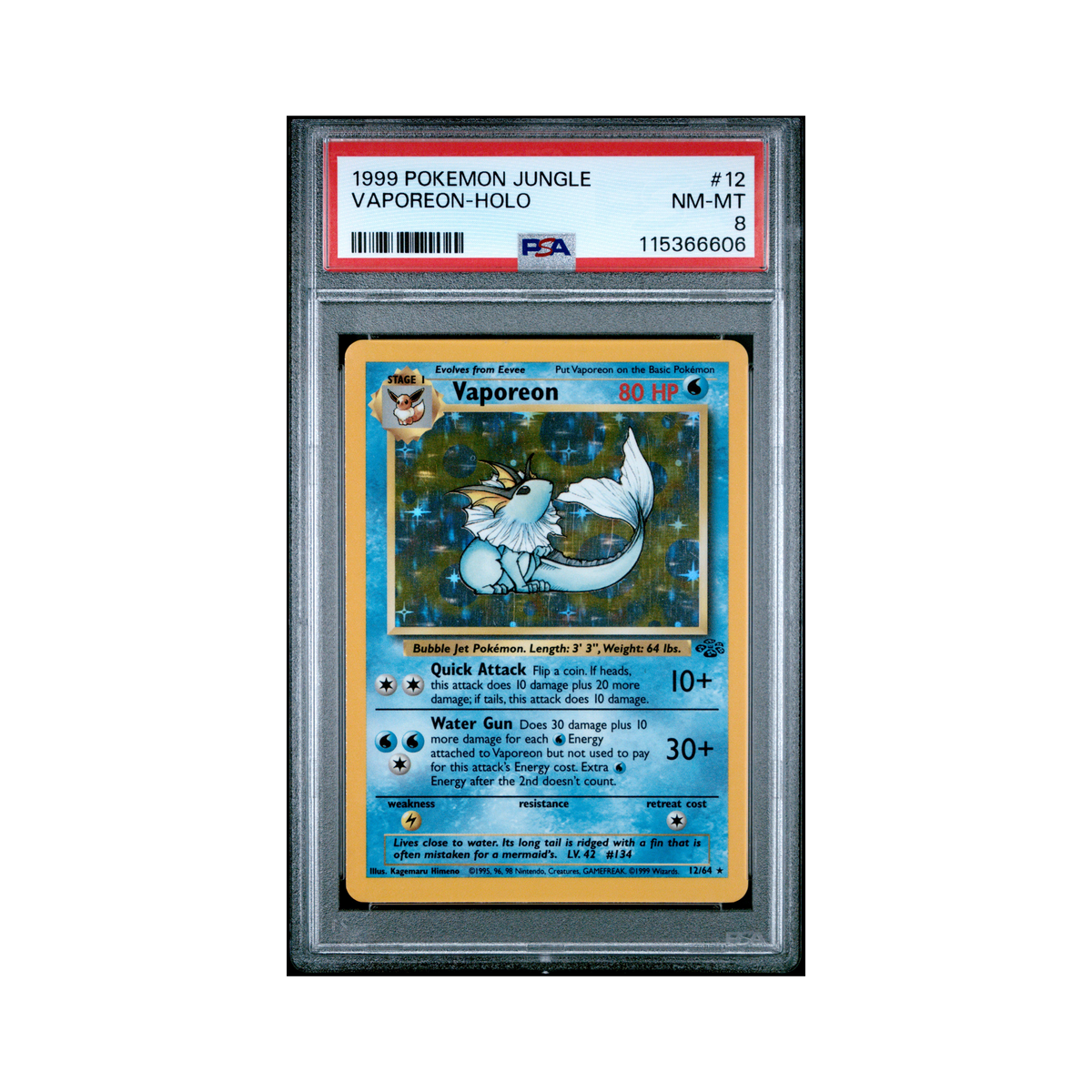 1999 vaporeon pokemon card value Jungle Holo Rare #12 PSA Authenticated 6 Color:Spectral pokemon art rare cards Moderately Played Pokemon Dark Hypno 9/82