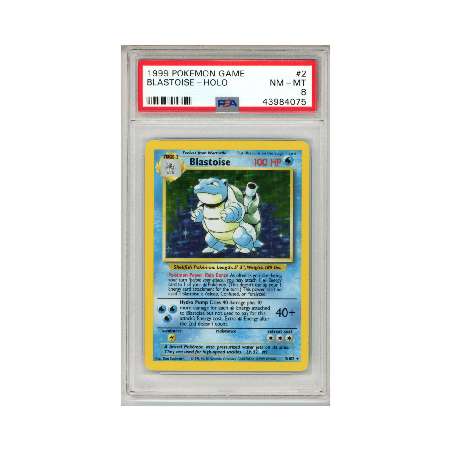 1999 Pokemon Base Blastoise #2 PSA 8