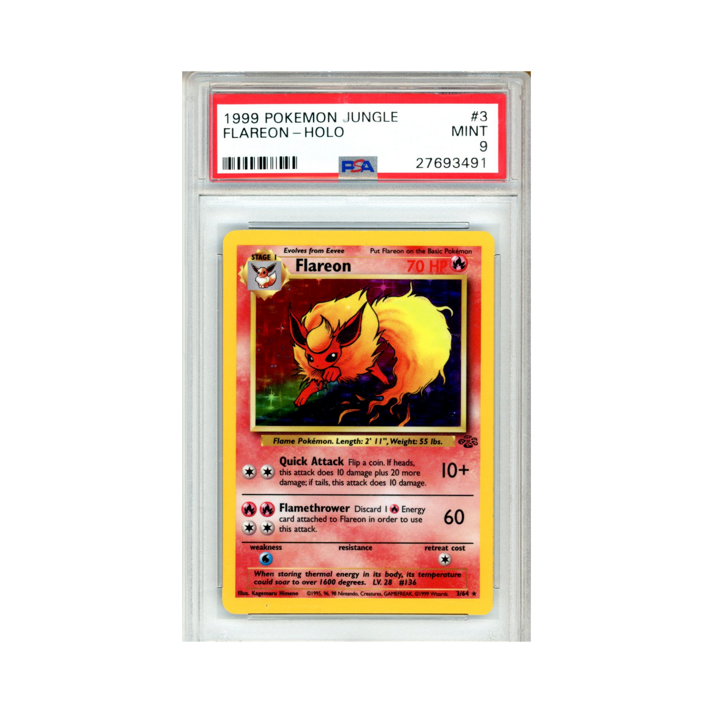 1999 Pokemon Jungle Flareon #3 PSA 9
