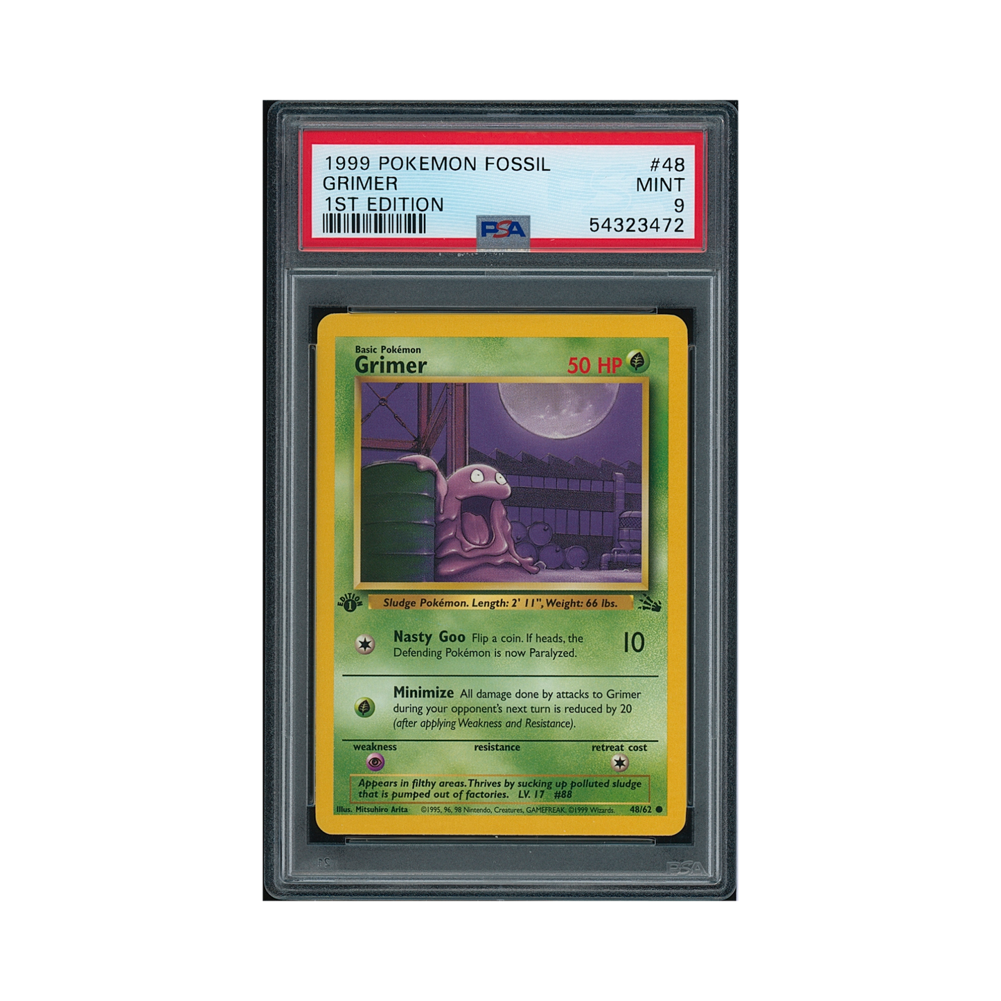 1999 Pokemon Fossil Grimer 1st Edition #48 PSA 9