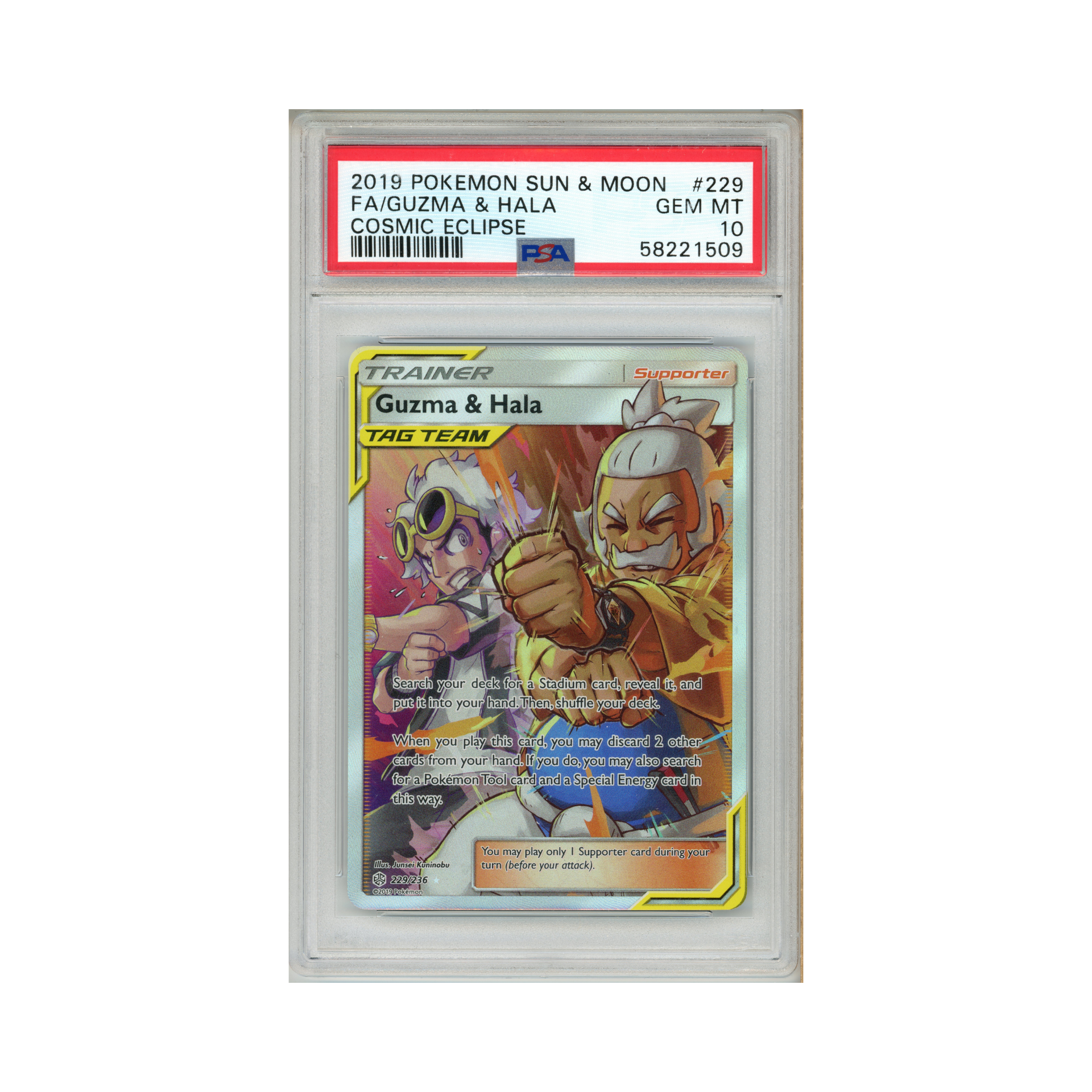guzma and hala pokemon card CGC 10 THAI & Full Art Trainer (Graded Card) Phurion reveal it 2019 Pokemon Cosmic Eclipse Guzma