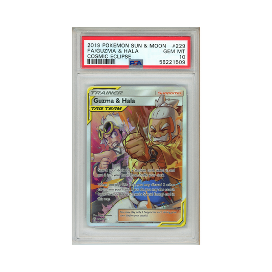 2019 Pokemon Cosmic Eclipse Guzma & Hala #229 PSA 10