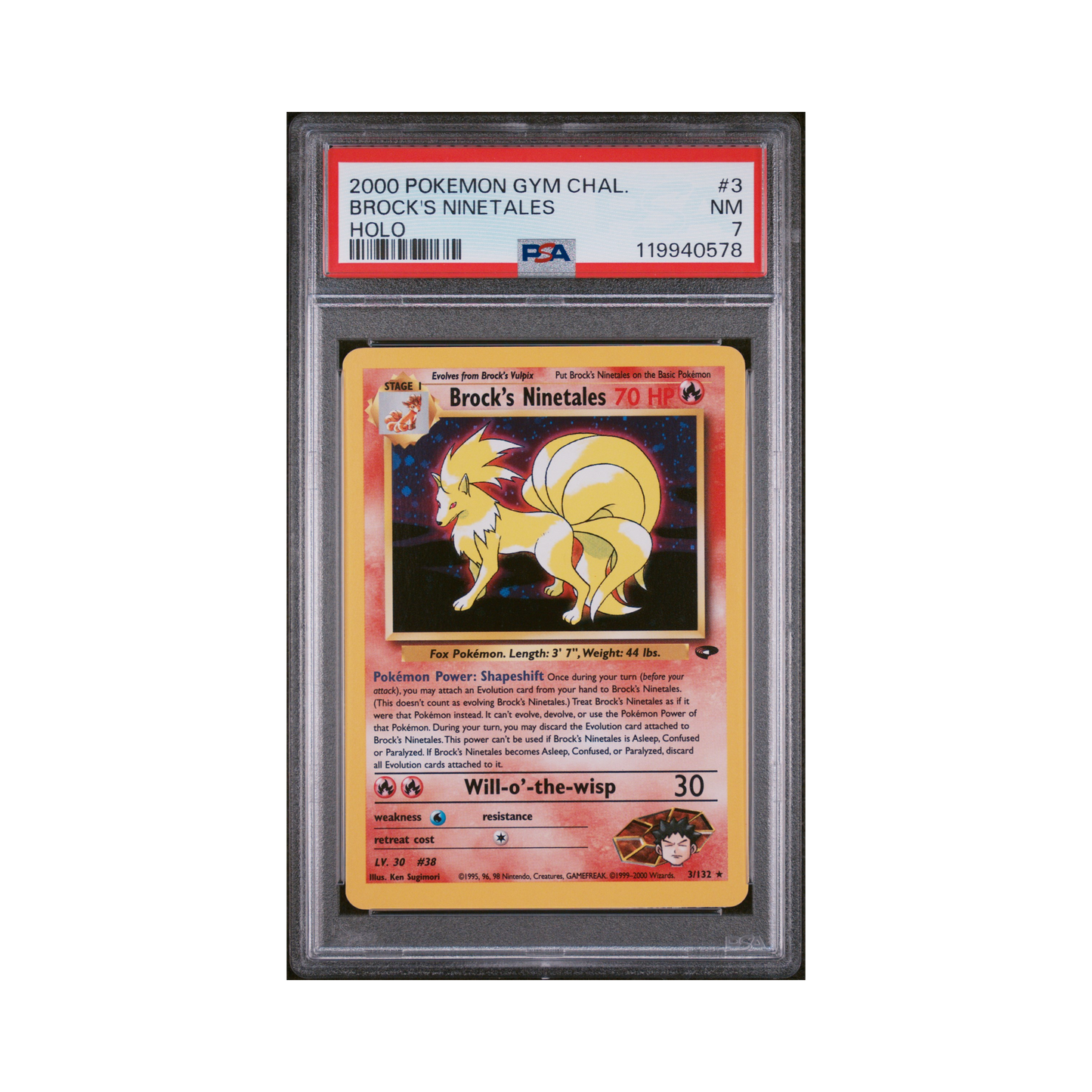 2000 Pokemon Gym Challenge Brock's Ninetales #3 PSA 7