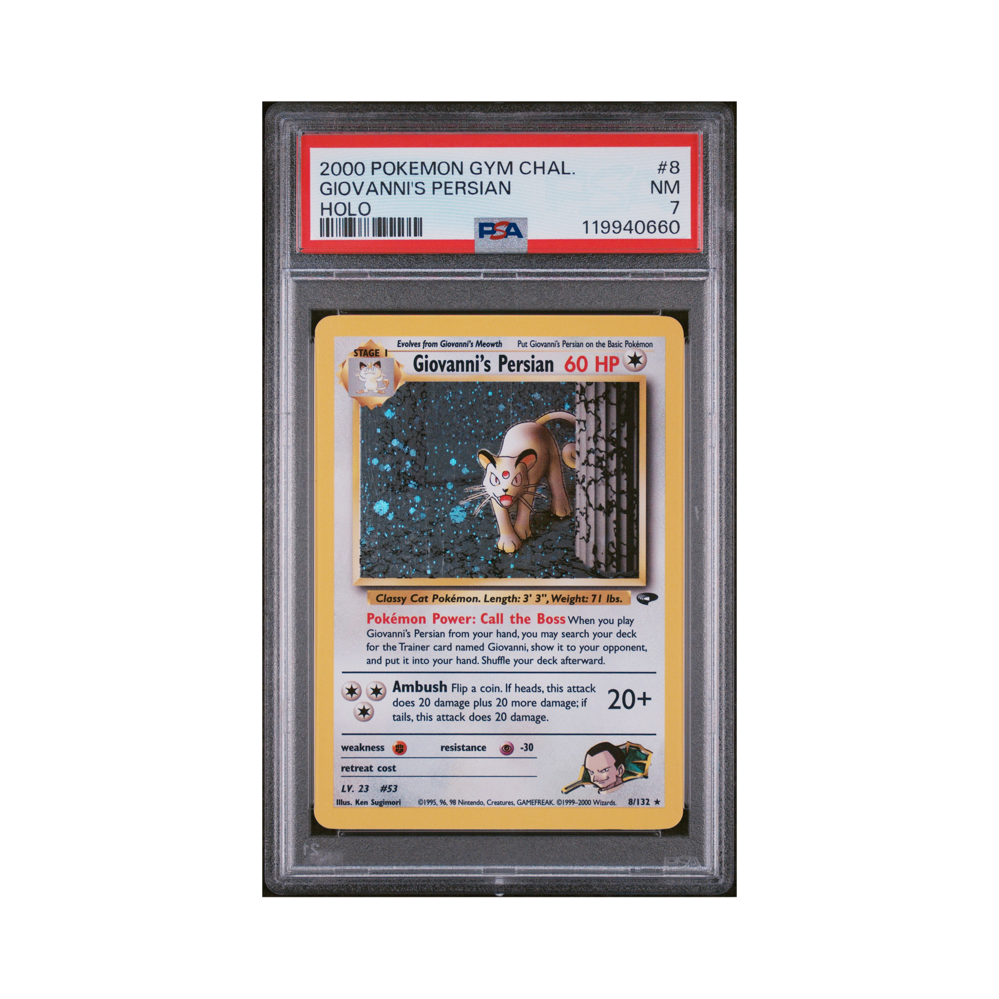 2000 Pokemon Gym Challenge Giovanni's Persian #8 PSA 7