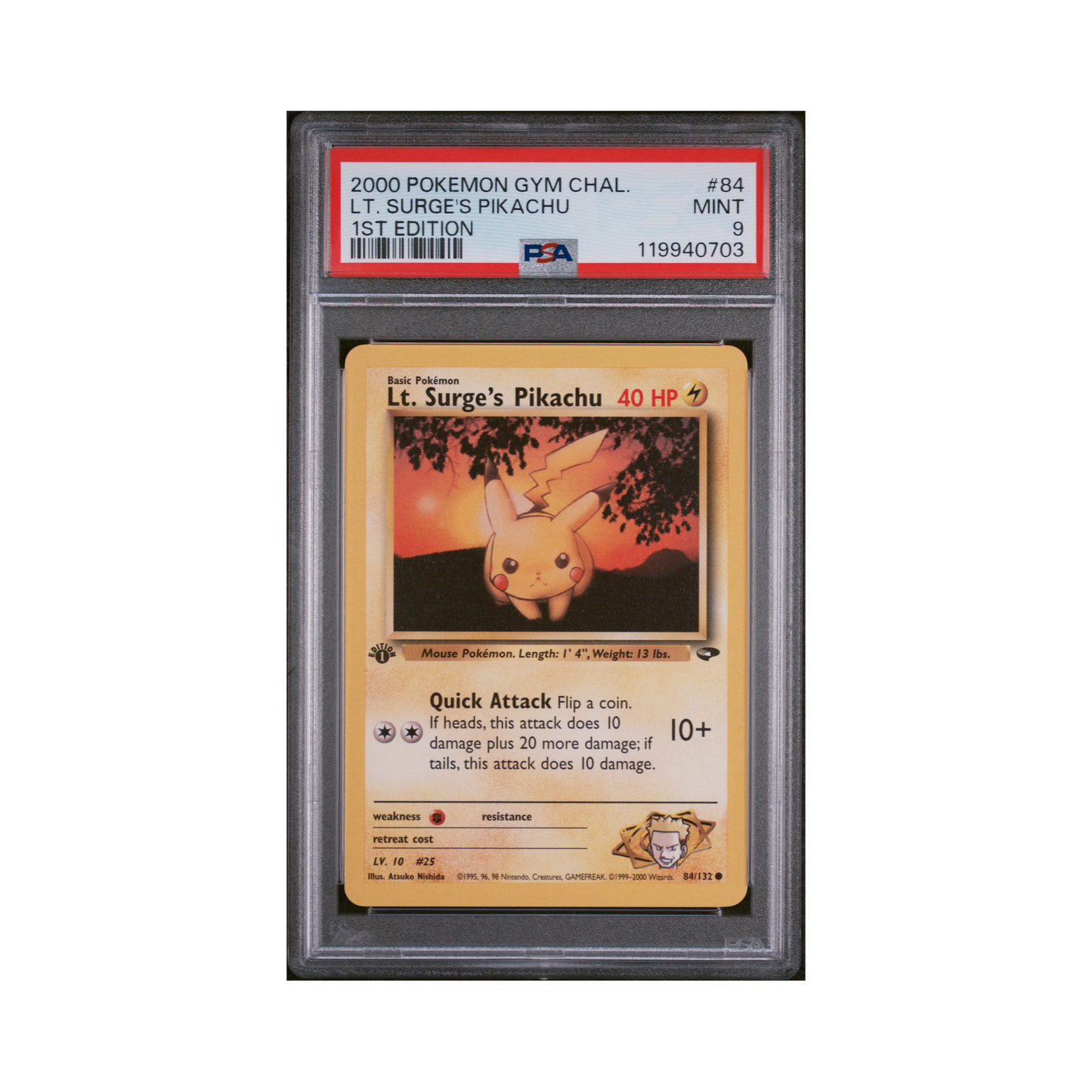 2000 Pokemon Gym Challenge Lt. Surge's Pikachu #84 PSA 9