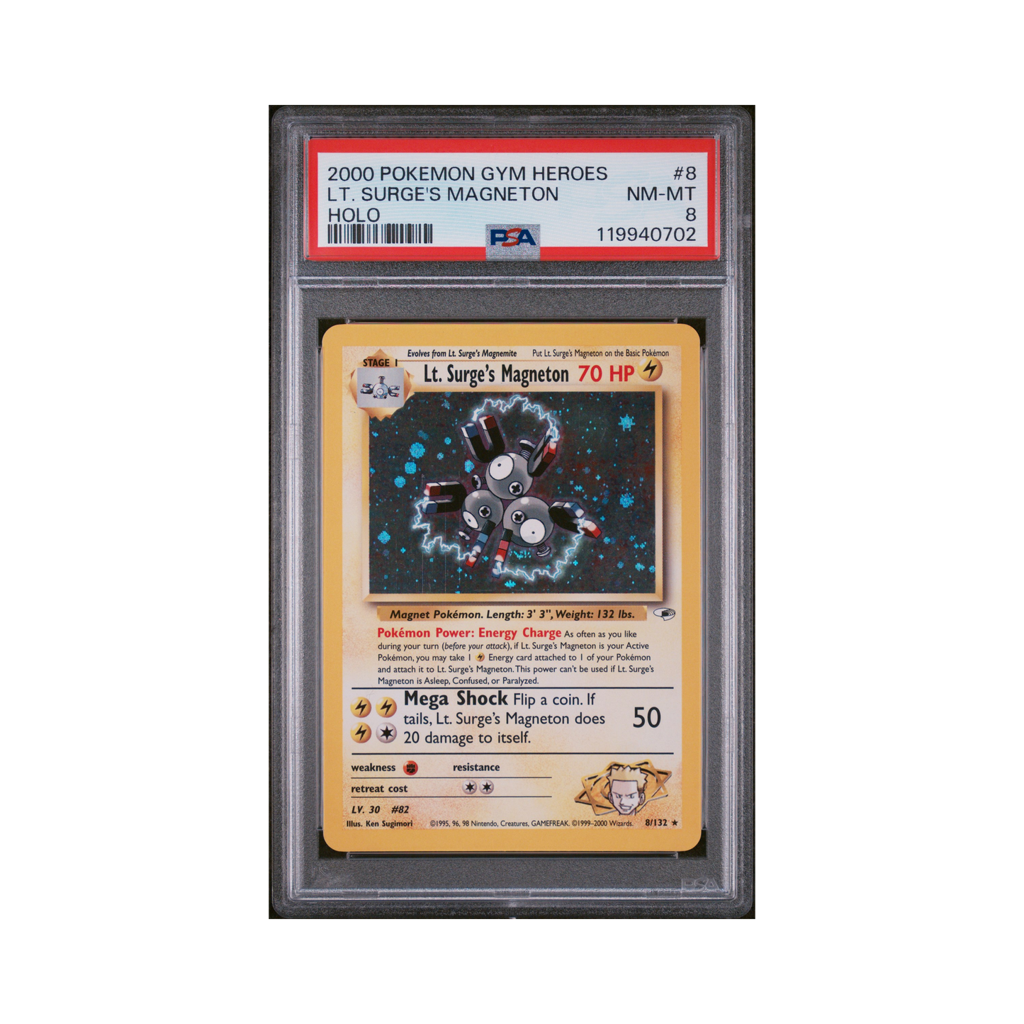 2000 Pokemon Gym Heroes Lt. Surge's Magneton #8 PSA 8