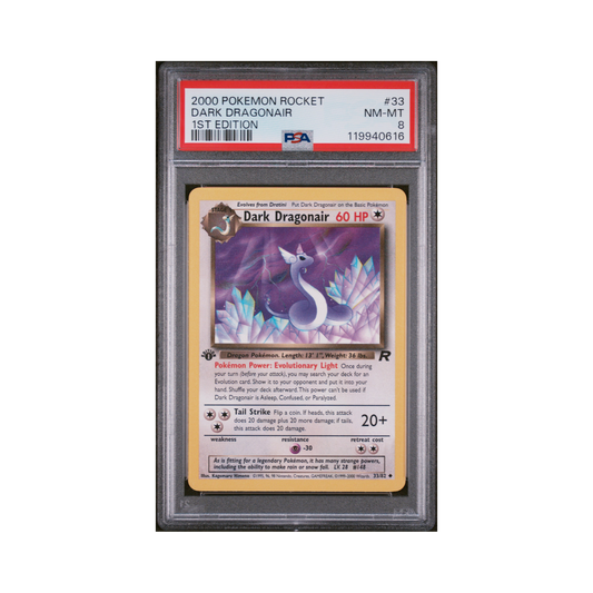 2000 Pokemon Team Rocket Dark Dragonair #33 PSA 8