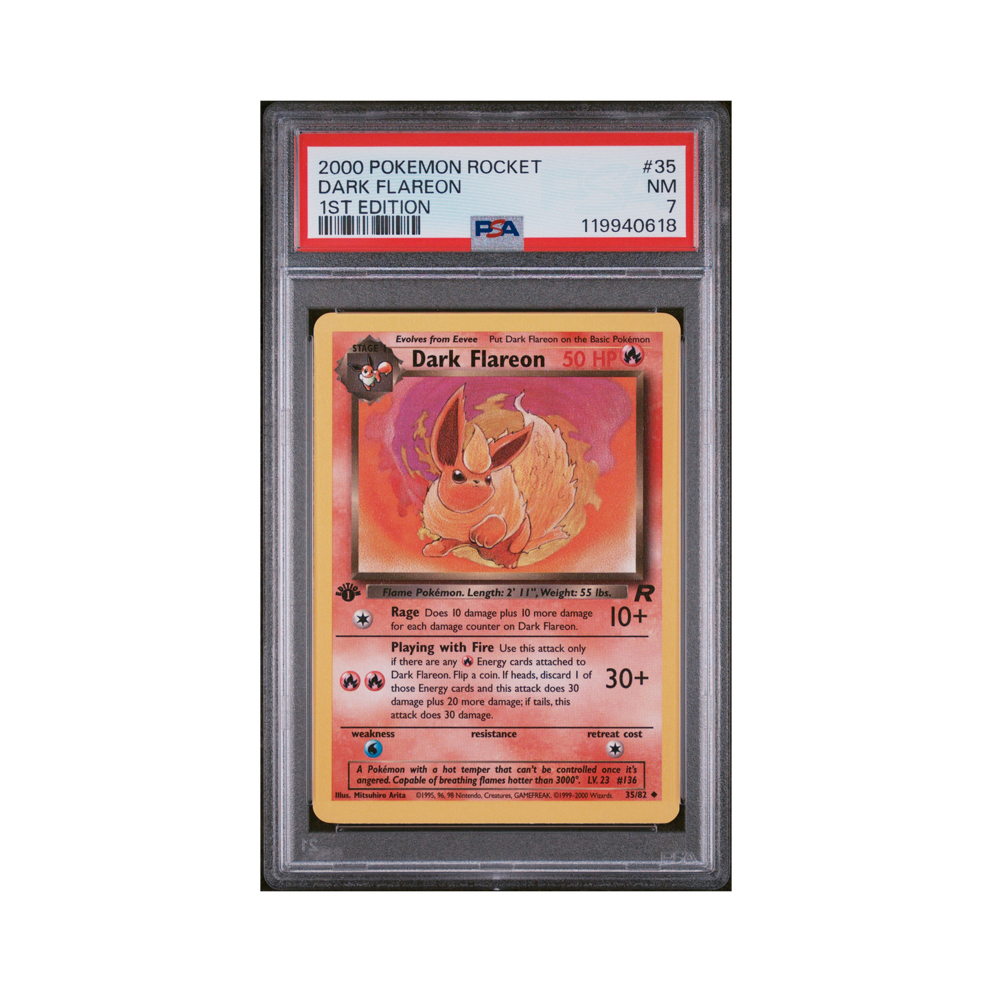 2000 Pokemon Team Rocket Dark Flareon #35 PSA 7