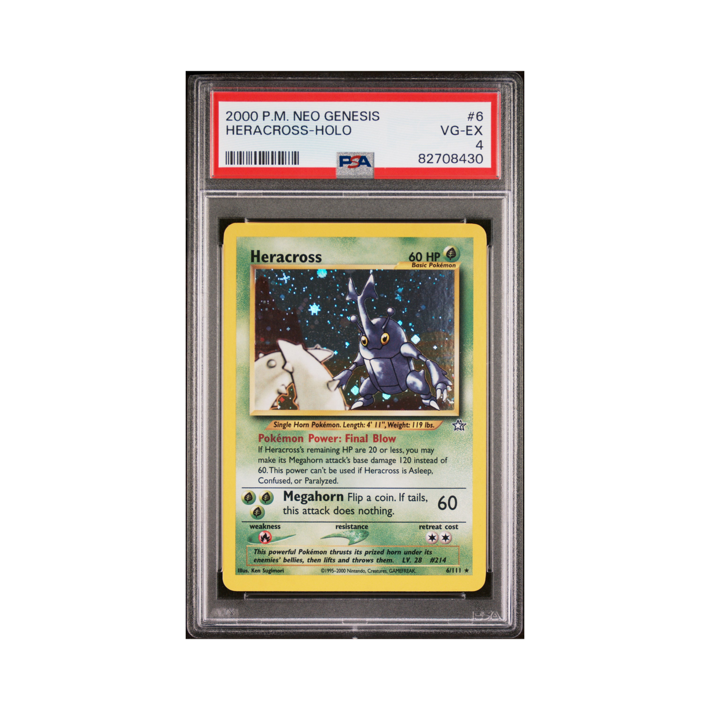 2000 Pokemon Neo Genesis Heracross #6 PSA 4