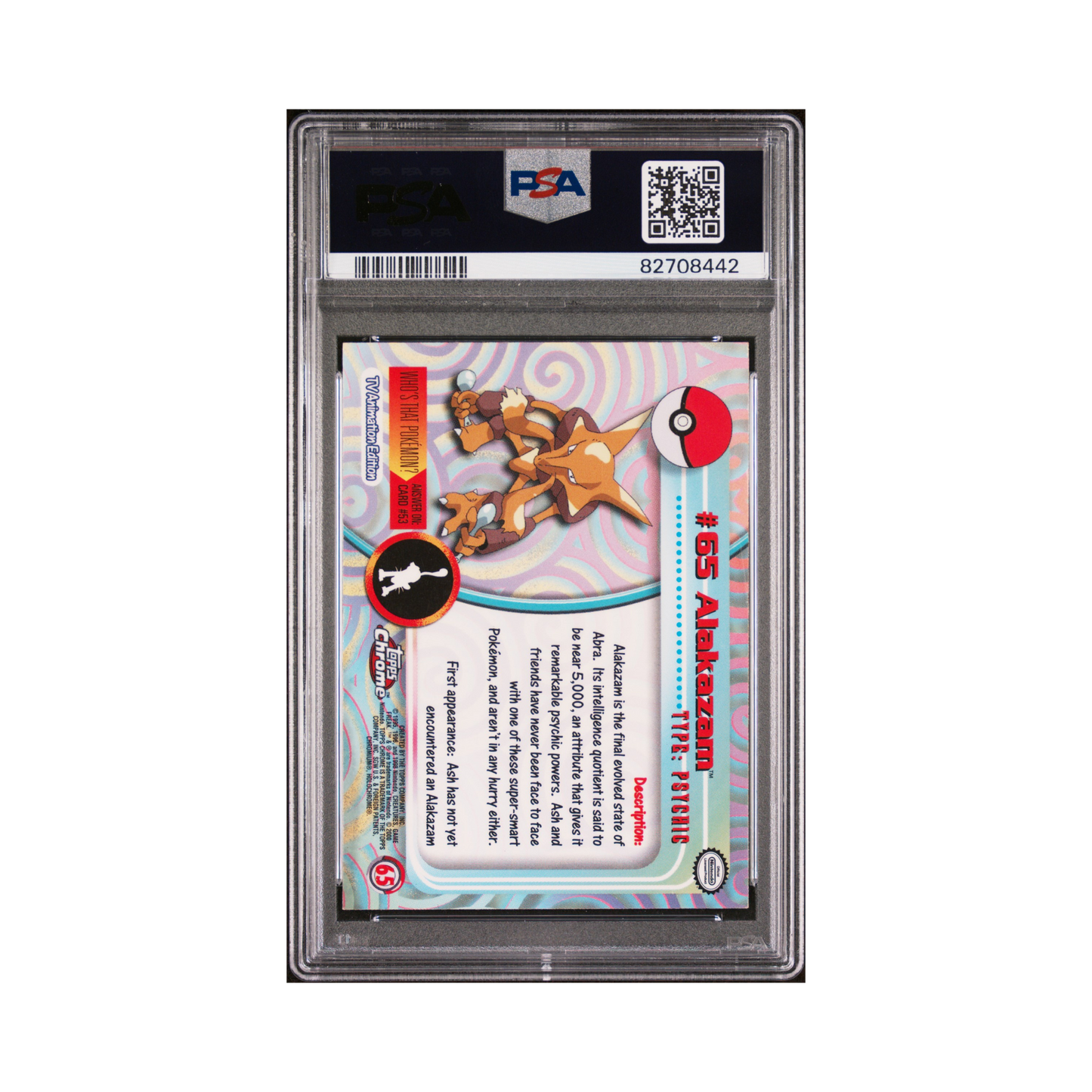 2000 Pokemon Topps Chrome Pokemon T.V. Alakazam #65 PSA 4