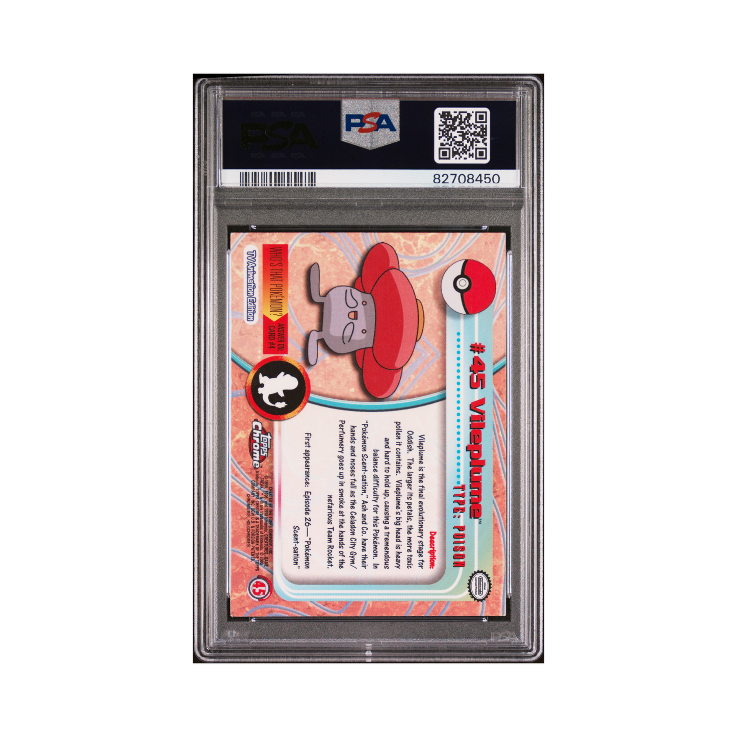 2000 Pokemon Topps Chrome Pokemon TV Vileplume #45 PSA 6