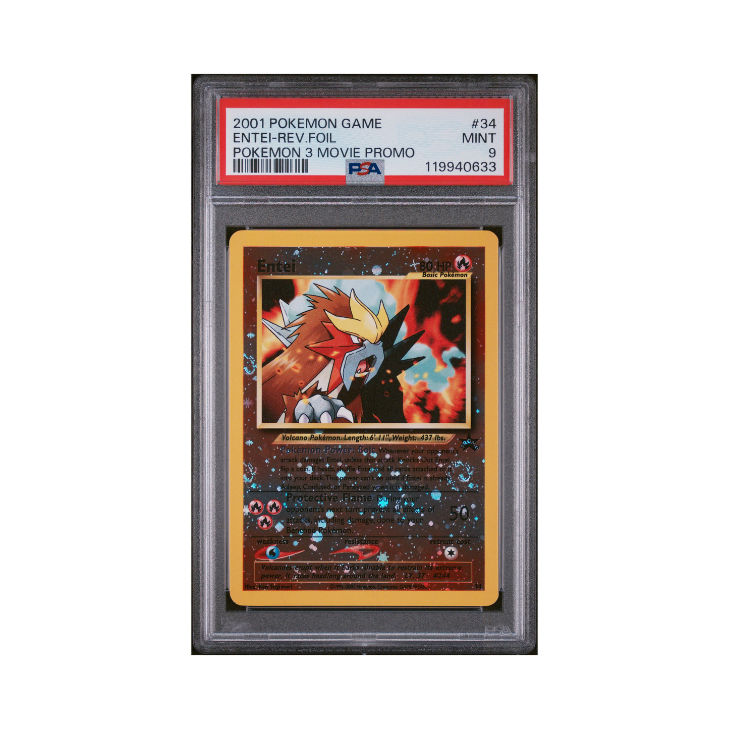 2001 Pokemon Game Movie Entei(reverse Holo) #34 PSA 9
