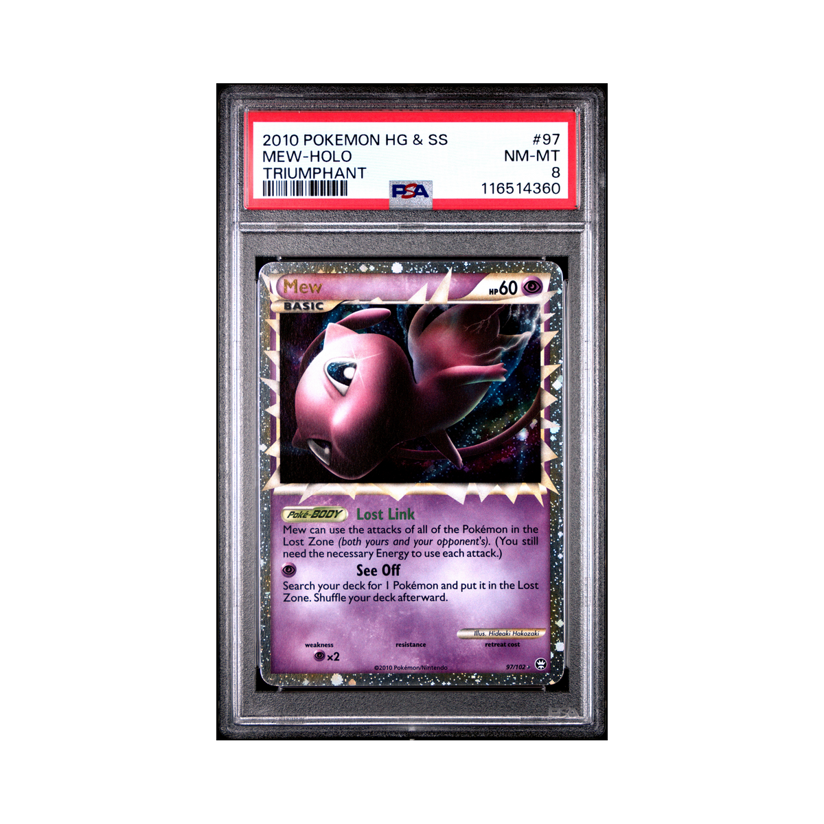 2010 Pokemon Heartgold & Soulsilver Triumphant Mew #97 PSA 8
