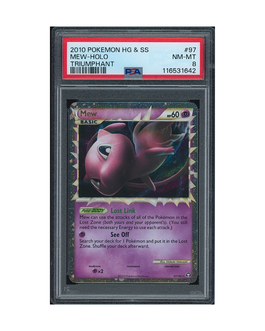 2010 Pokemon Heartgold & Soulsilver Triumphant Mew #97 PSA 8