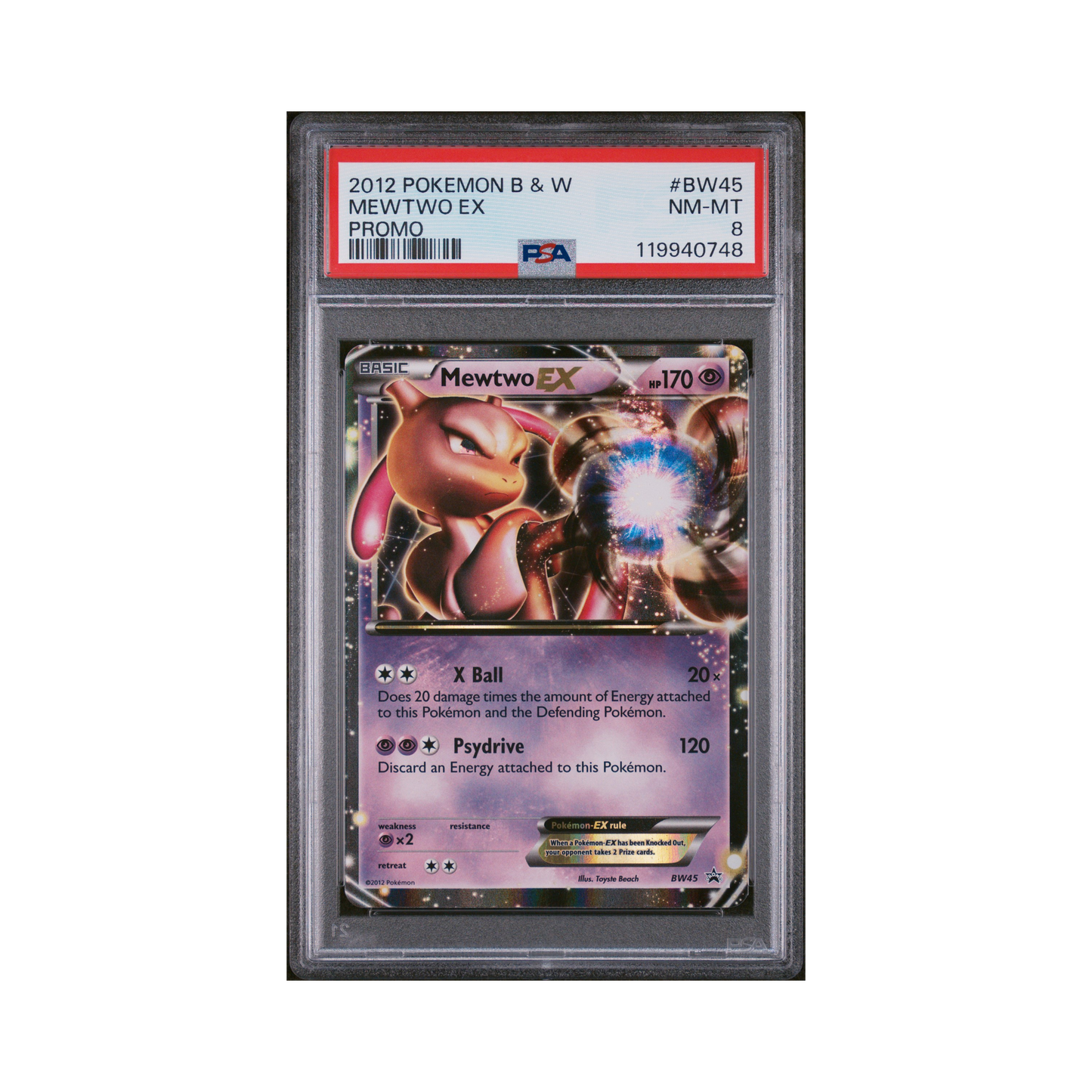 2012 Pokemon Black & White Promo Mewtwo EX #BW45 PSA 8