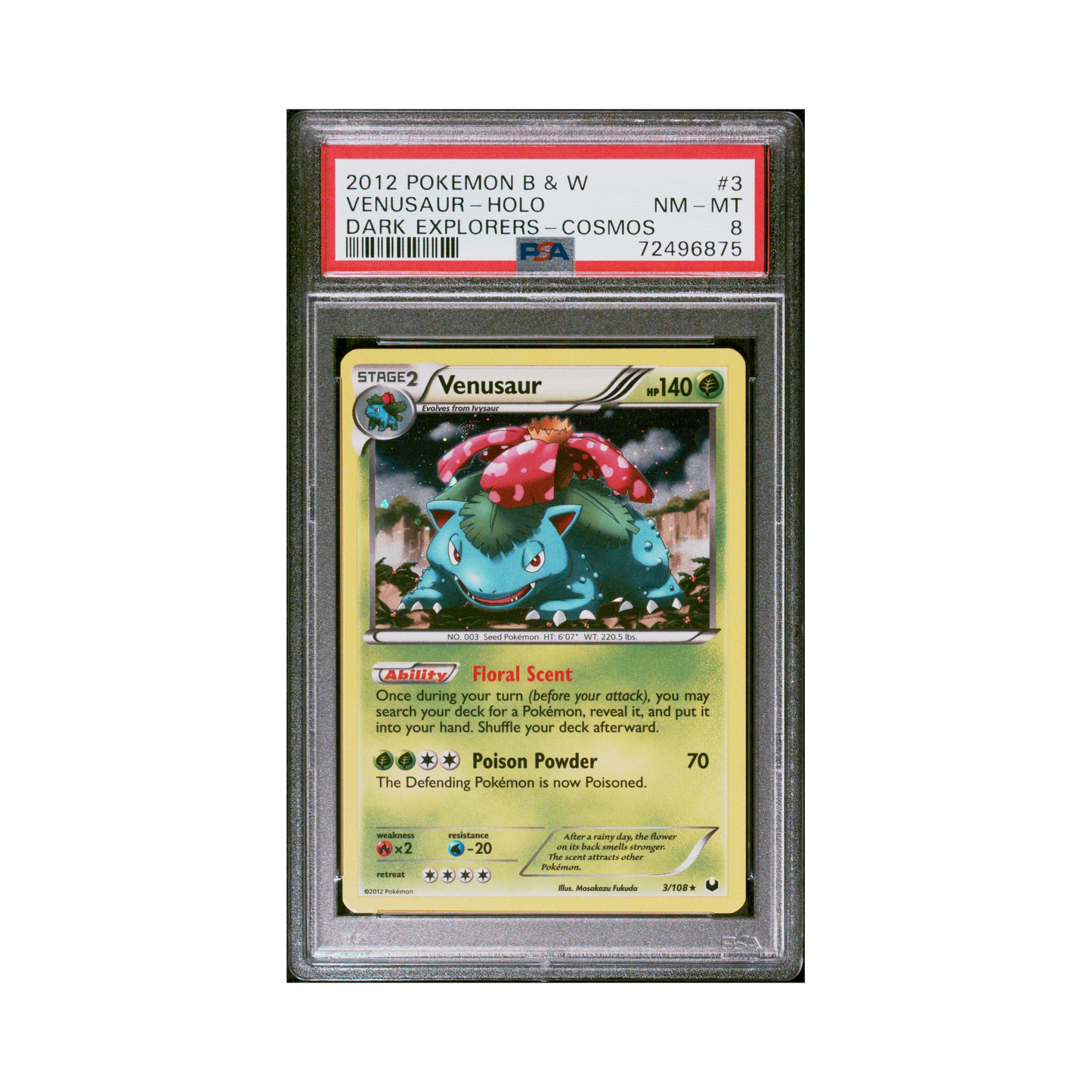 2012 Pokemon Dark Explorers Venusaur #3 PSA 8