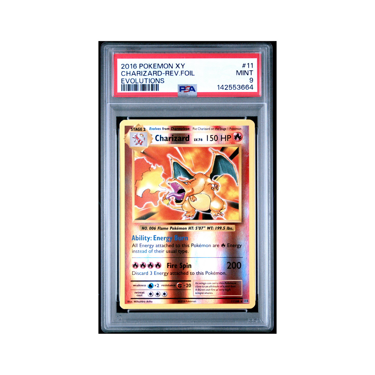 2016 Pokemon XY Evolutions Charizard(reverse Holo) #11 PSA 9