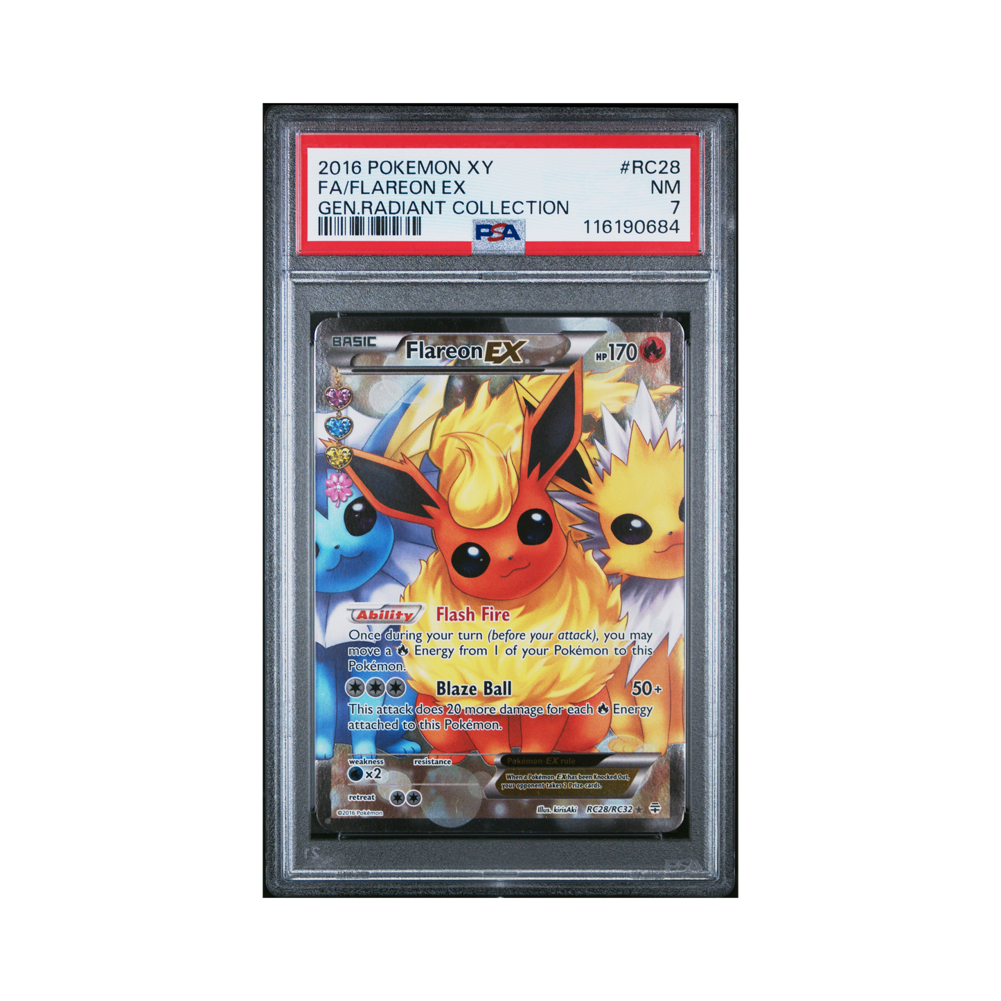 2016 Pokemon XY Generations – Radiant Collection Flareon EX #RC28 PSA 7