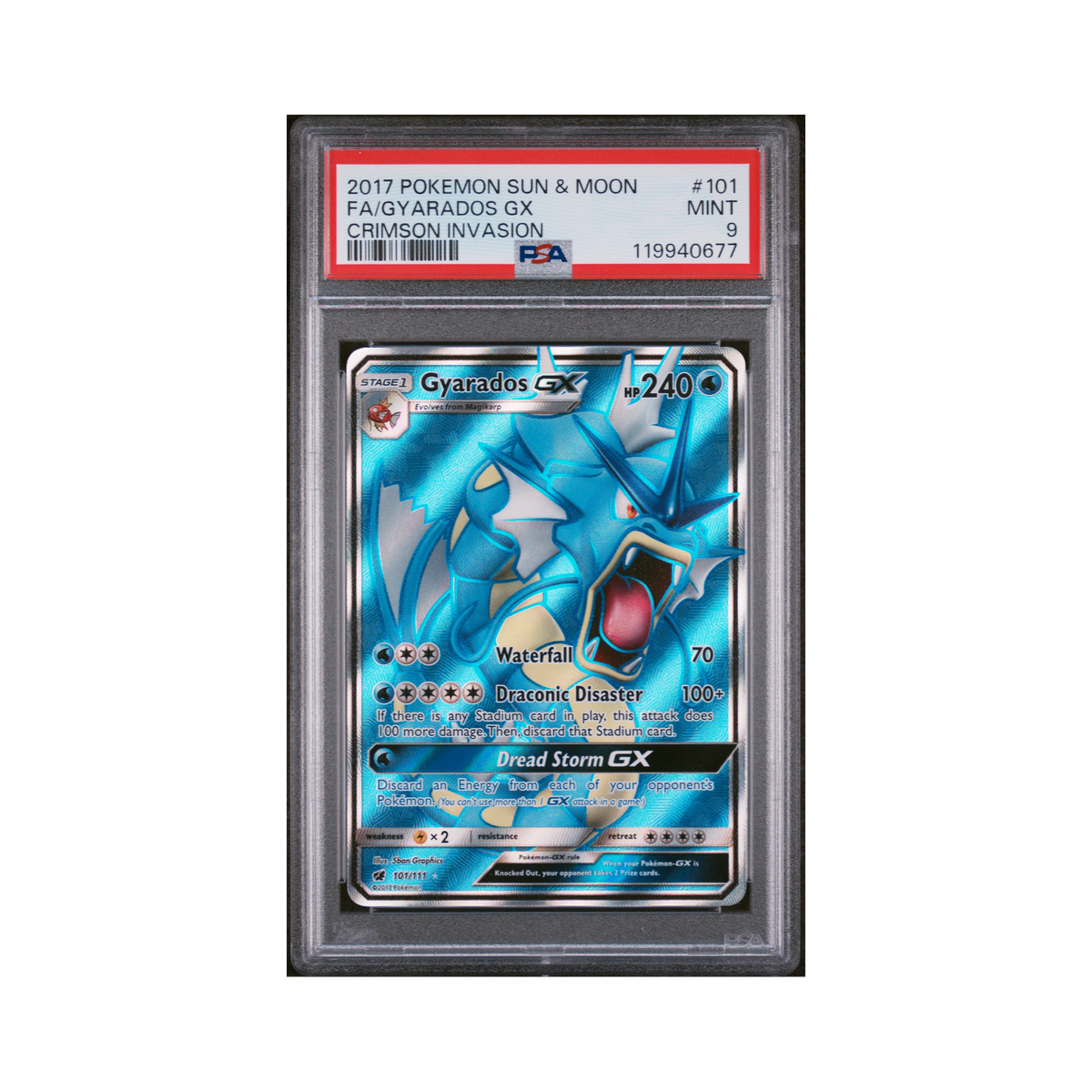 2017 Pokemon Sun & Moon Crimson Invasion Gyarados GX #101 PSA 9