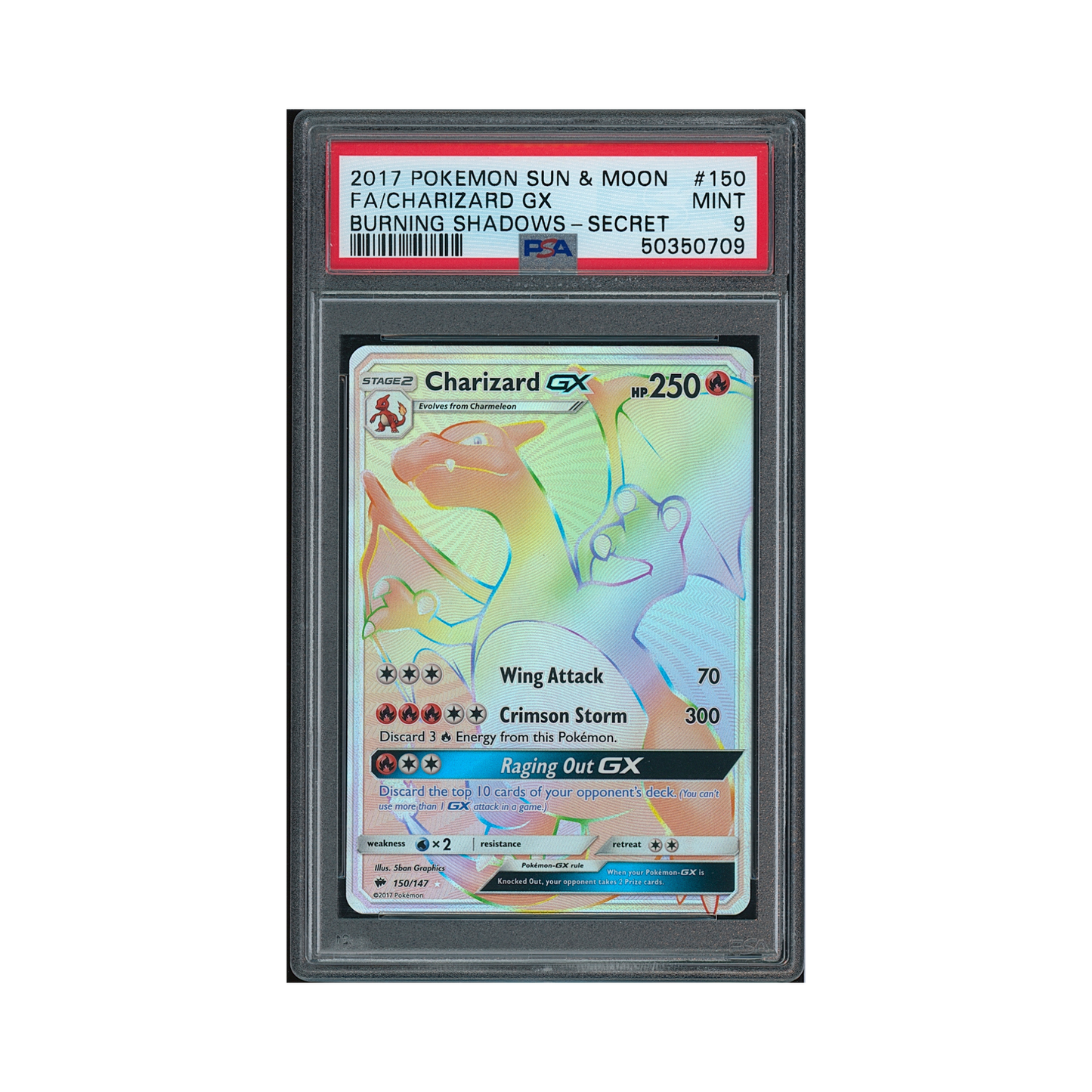 2017 Pokemon Sun & Moon Burning Shadows Charizard GX #150 PSA 9