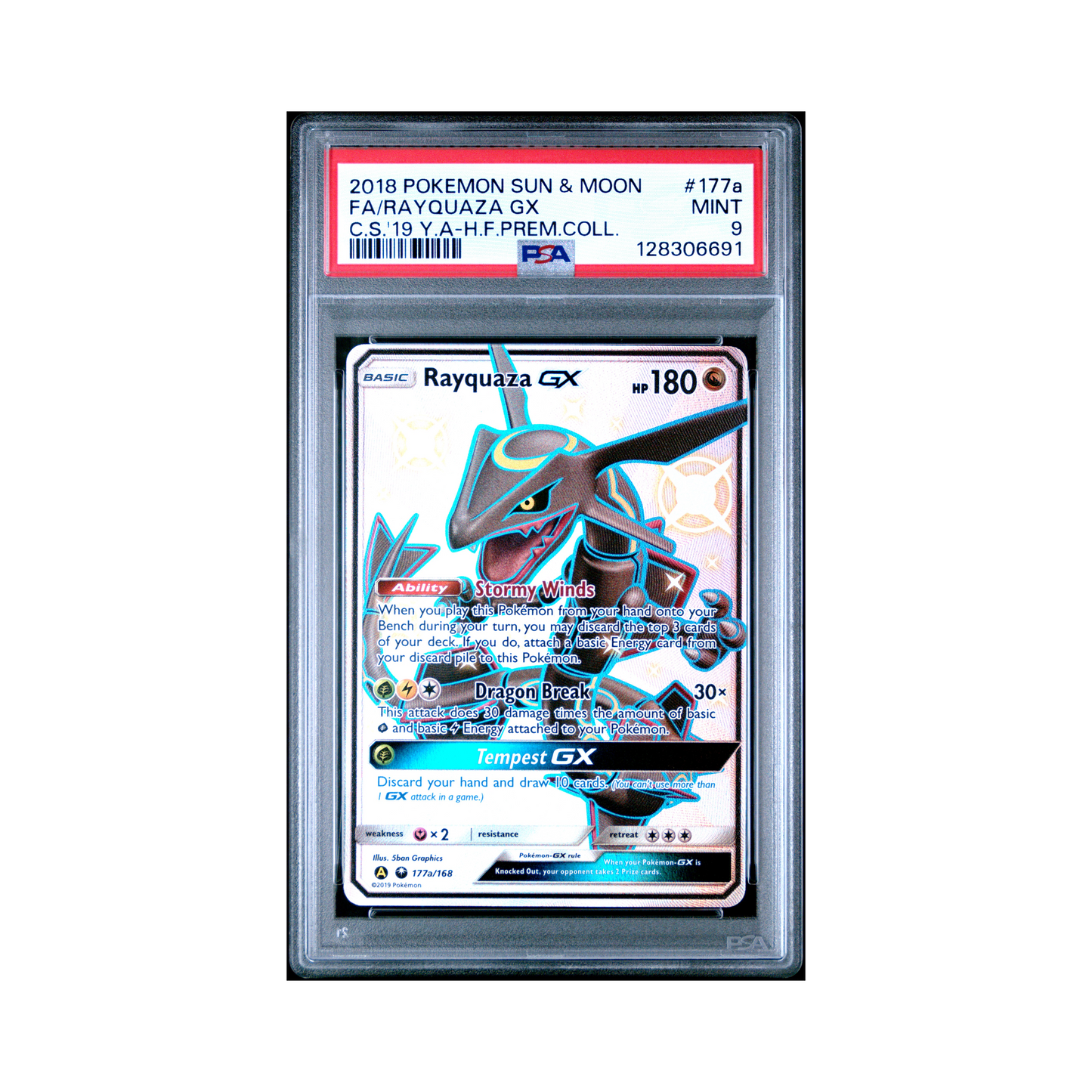 2018 Pokemon Sun & Moon Celestial Storm Rayquaza GX #177a PSA 9