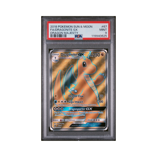 2018 Pokemon Sun & Moon Dragon Majesty Dragonite GX #67 PSA 9