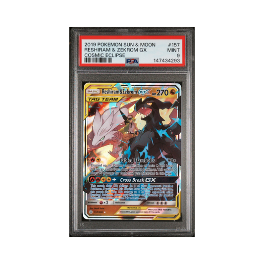 2019 Pokemon Cosmic Eclipse Reshiram & Zekrom-GX #157 PSA 9