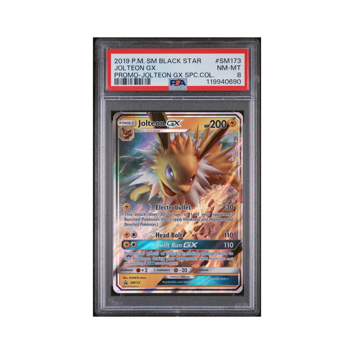 2019 Pokemon SM Black Star Promo Jolteon GX #SM173 PSA 8