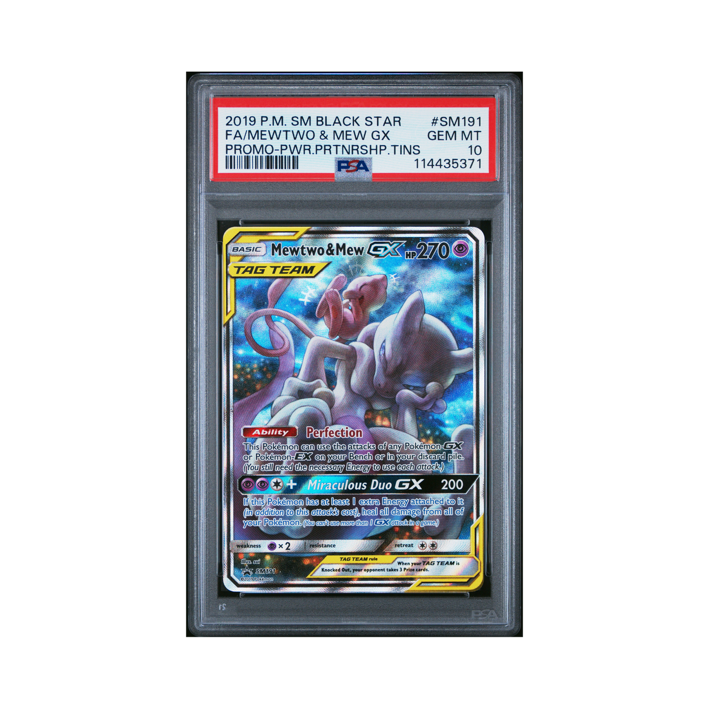 2019 Pokemon SM Black Star Promo Mewtwo & Mew GX #SM191 PSA 10