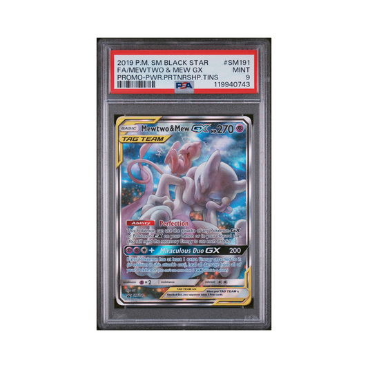 2019 Pokemon SM Black Star Promo Mewtwo & Mew GX #SM191 PSA 9