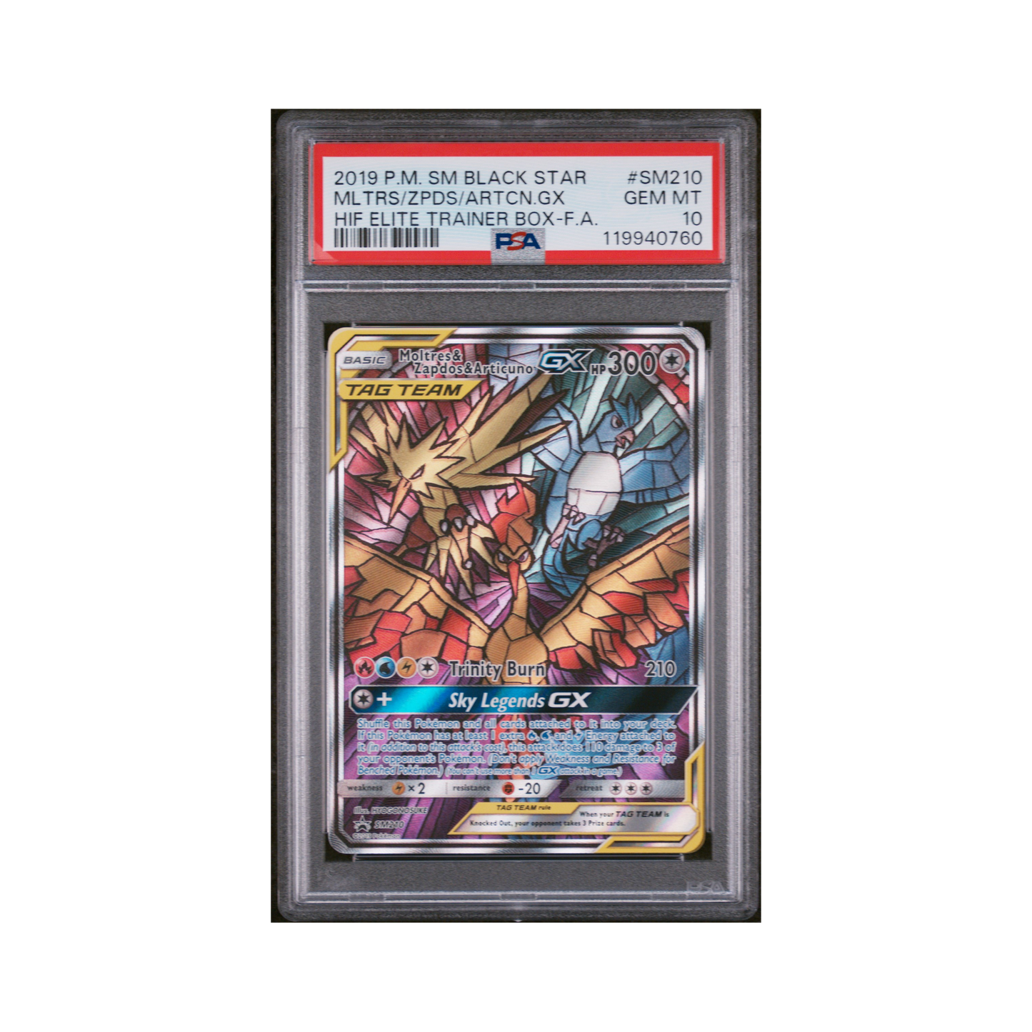 2019 Pokemon SM Black Star Promo Moltres & Zapdos & Articuno GX #SM210 PSA 10