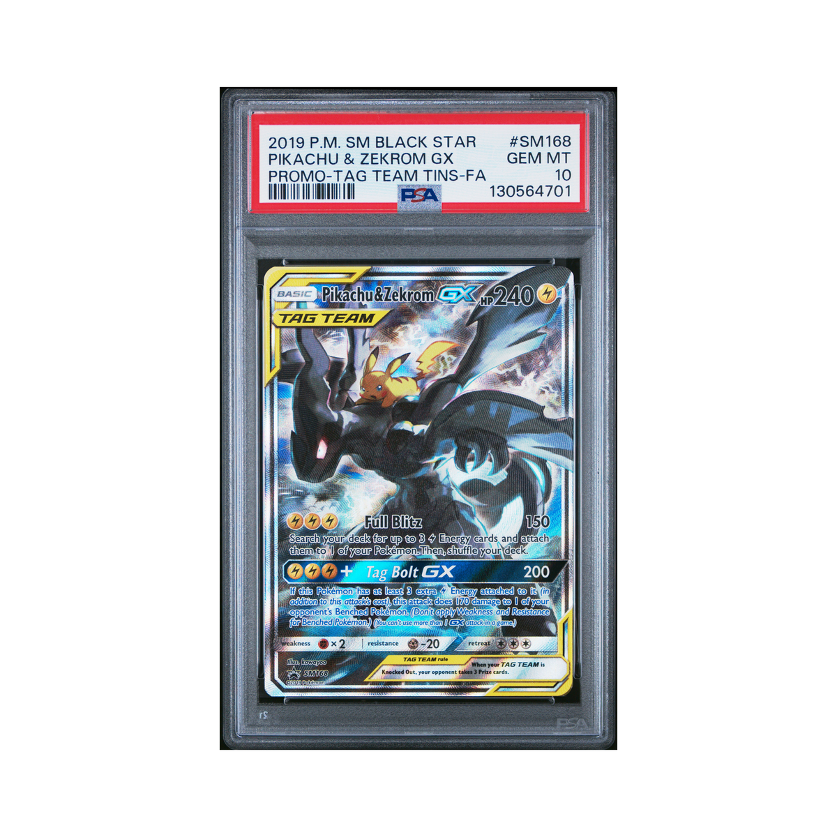 2019 Pokemon SM Black Star Promo Pikachu & Zekrom GX #SM168 PSA 10