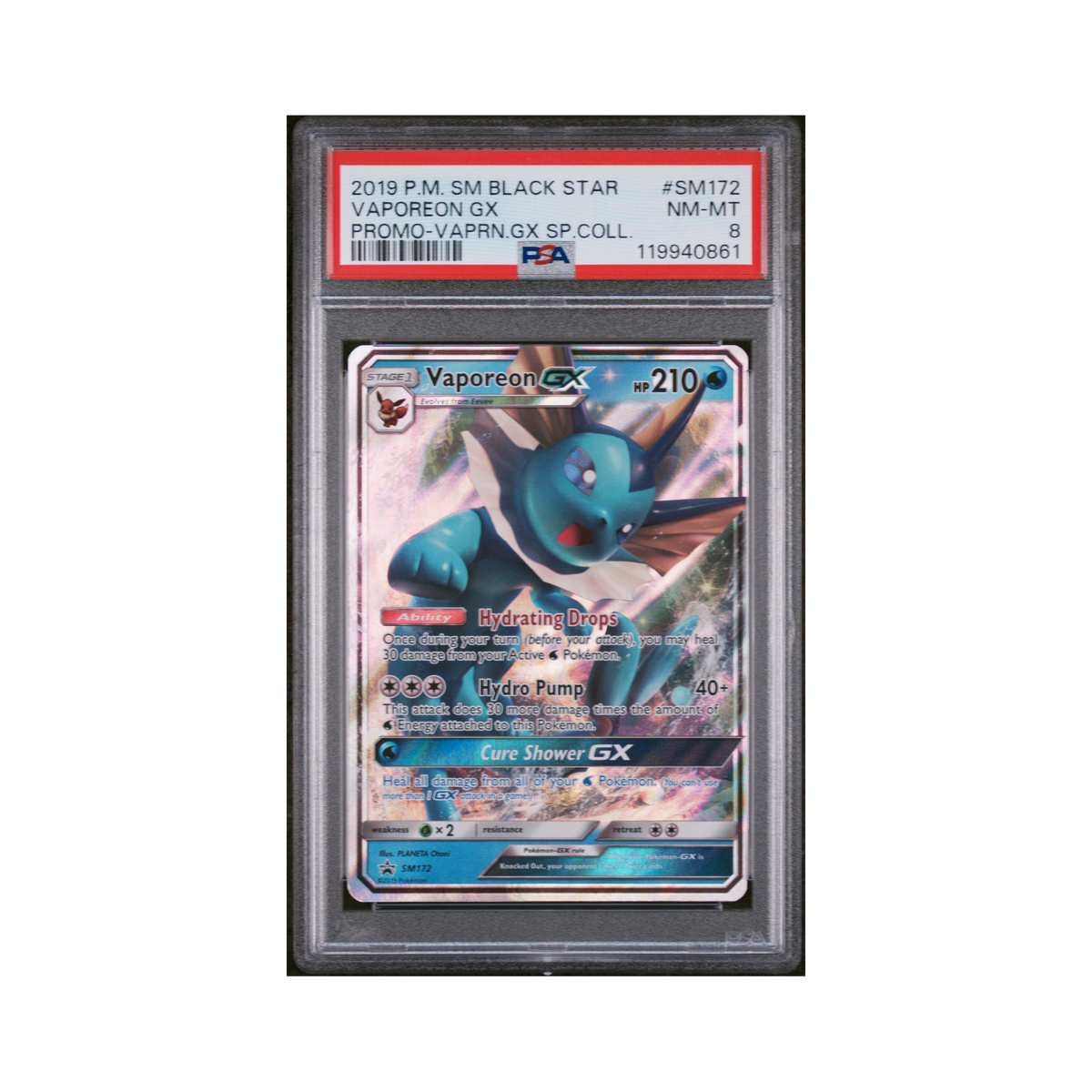 2019 Pokemon SM Black Star Promo Vaporeon GX #SM172 PSA 8