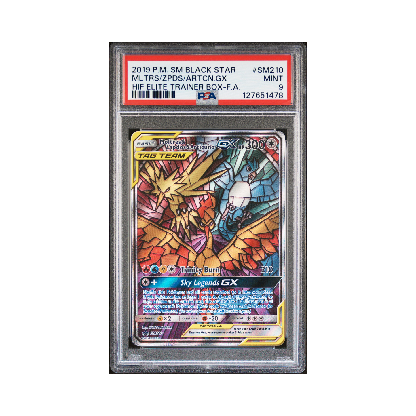 2019 Pokemon SM Black Star Promos Moltres & Zapdos & Articuno-GX #SM210 PSA 9