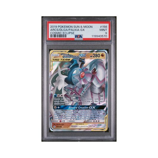 2019 Pokemon Sun & Moon Cosmic Eclipse Arceus & Dialga & Palkia GX #156 PSA 9