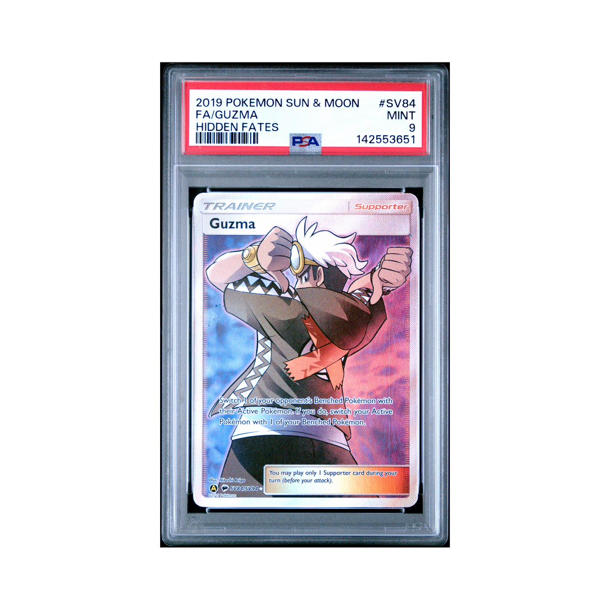2019 Pokemon Sun & Moon Hidden Fates Guzma #SV84 PSA 9