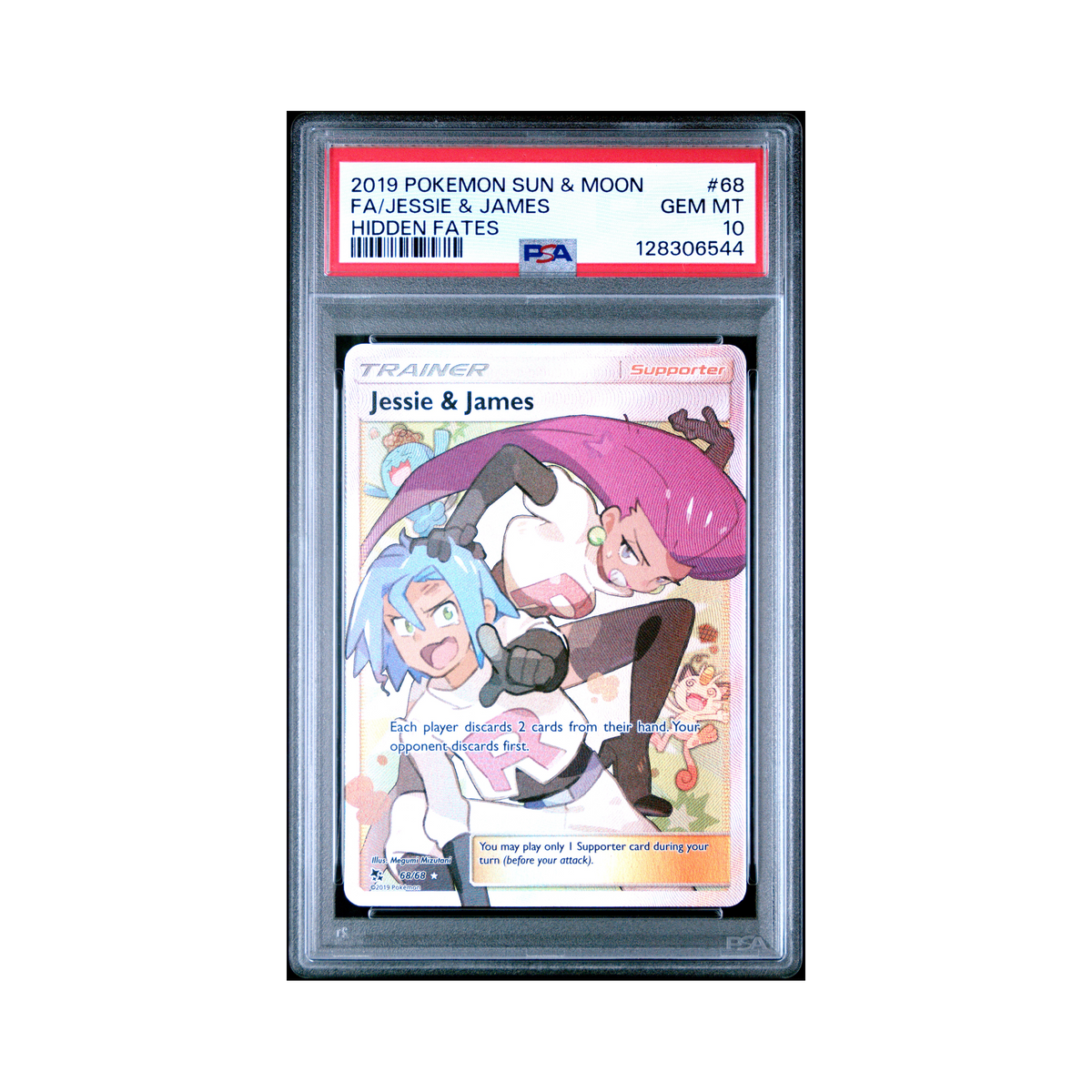 2019 Pokemon Sun & Moon Hidden Fates Jessie & James #68 PSA 10