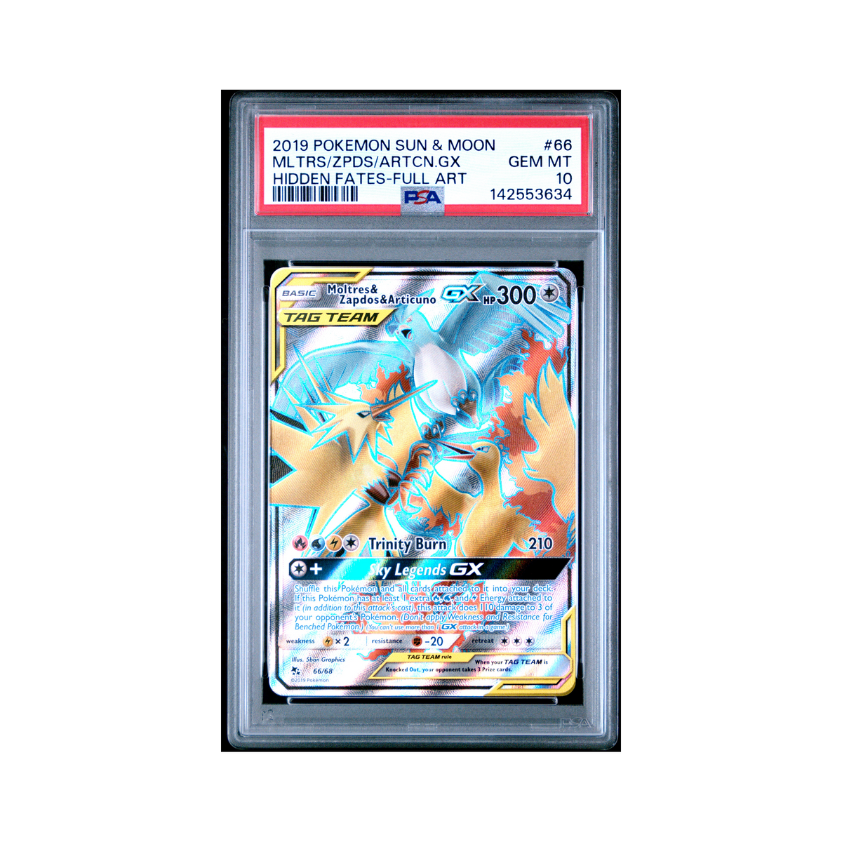 2019 Pokemon Sun & Moon Hidden Fates Mltrs/zpds/artcn.gx #66 PSA 10