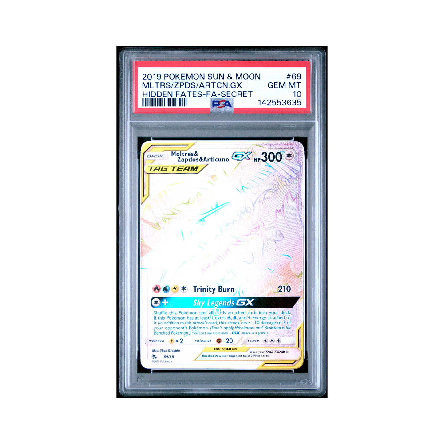 2019 Pokemon Sun & Moon Hidden Fates Mltrs/zpds/artcn.gx #69 PSA 10
