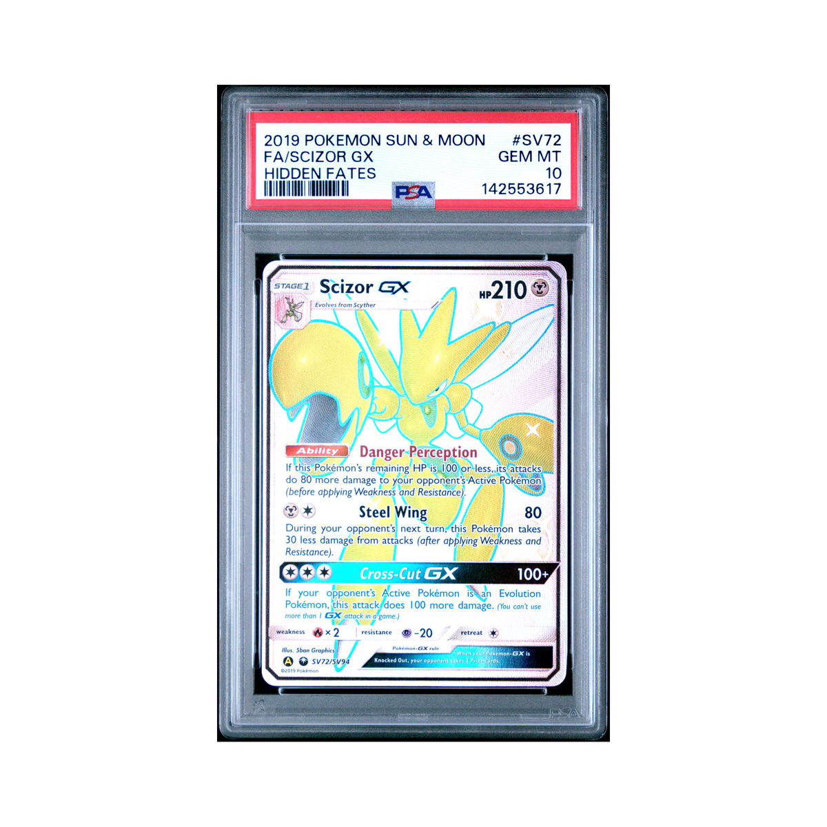 2019 Pokemon Sun & Moon Hidden Fates Scizor GX #SV72 PSA 10