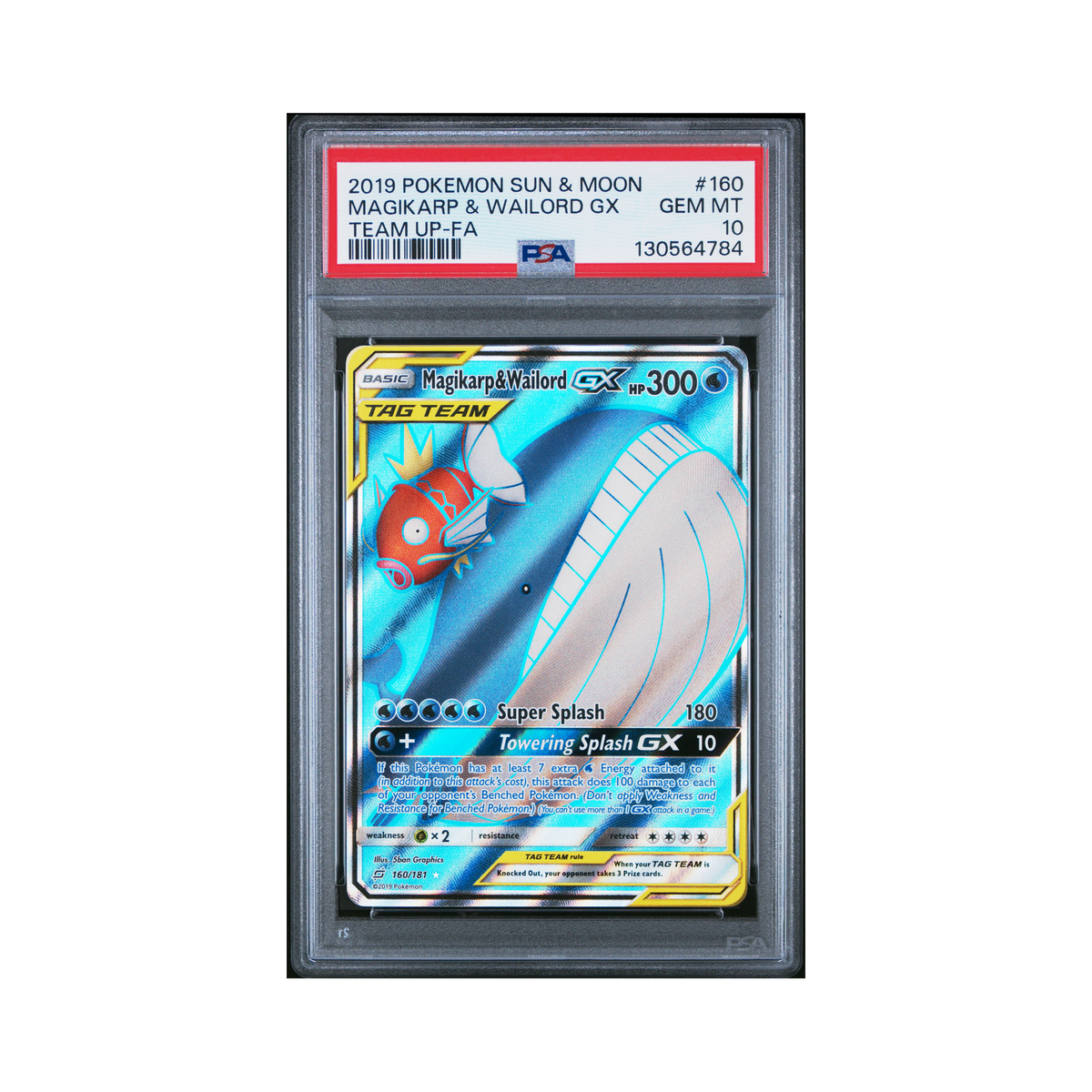 2019 Pokemon Sun & Moon Team Up Magikarp & Wailord GX #160 PSA 10