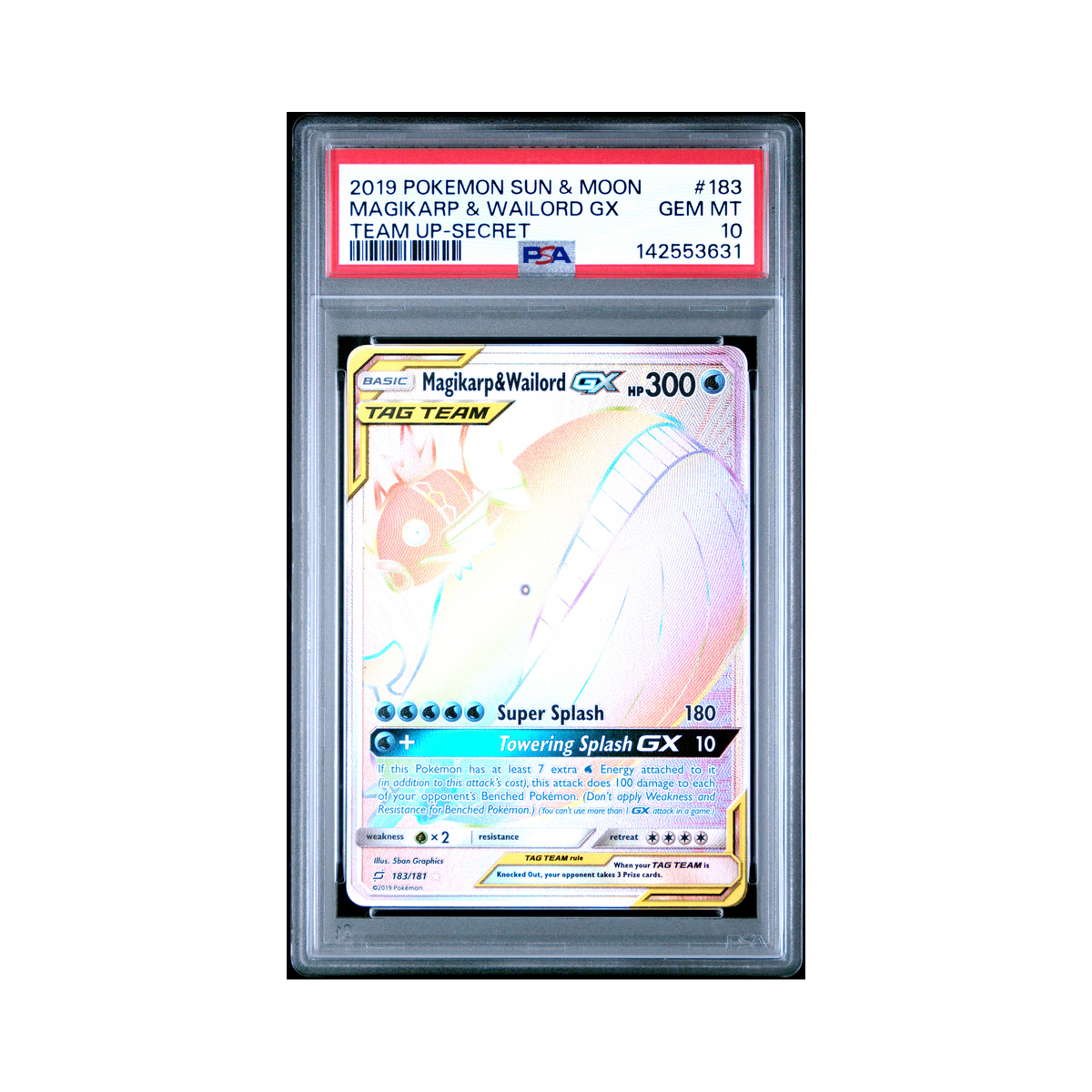 2019 Pokemon Sun & Moon Team Up Magikarp & Wailord GX #183 PSA 10