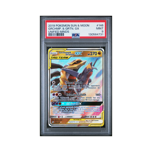 2019 Pokemon Sun & Moon Unified Minds Garchomp & Giratina GX #146 PSA 9