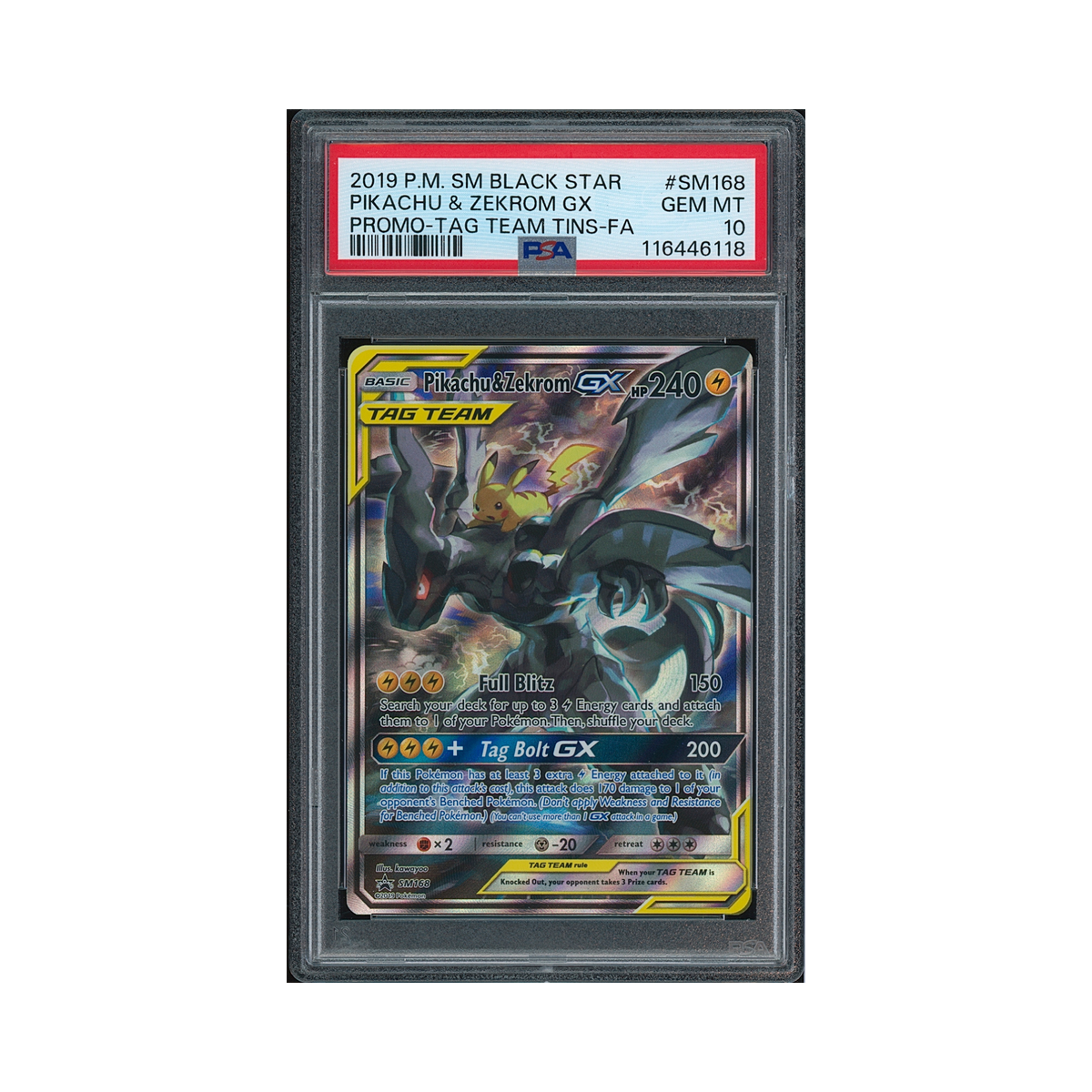 2019 Pokemon SM Black Star Promo Pikachu & Zekrom GX #SM168 PSA 10