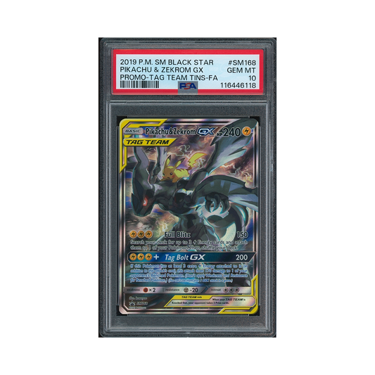 2019 Pokemon SM Black Star Promo Pikachu & Zekrom GX #SM168 PSA 10